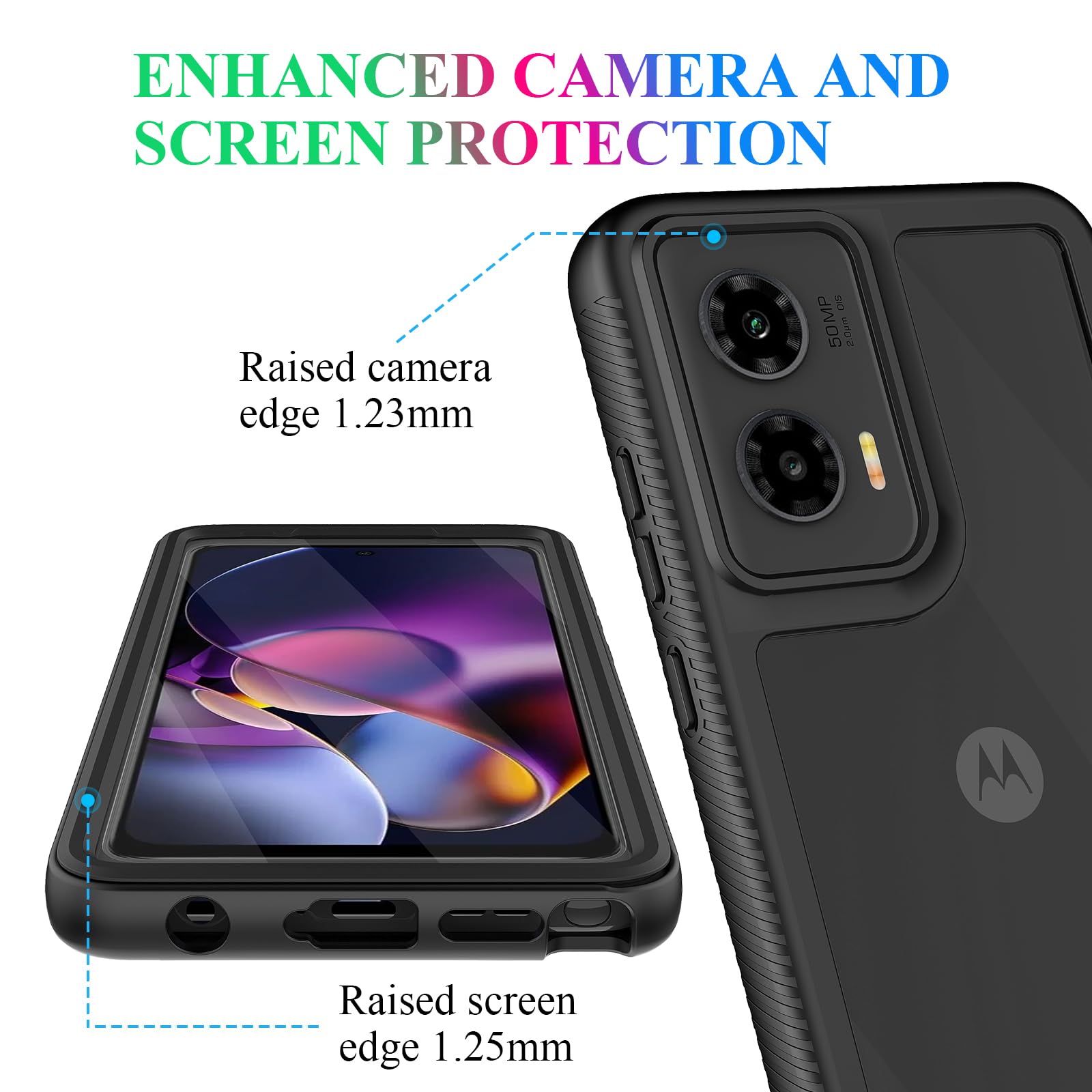 Wahhle Compatible With Moto G Stylus 5G 2024 Case, Built In Screen Protector Full Body Shockproof Slim Fit Bumper Protective Pho