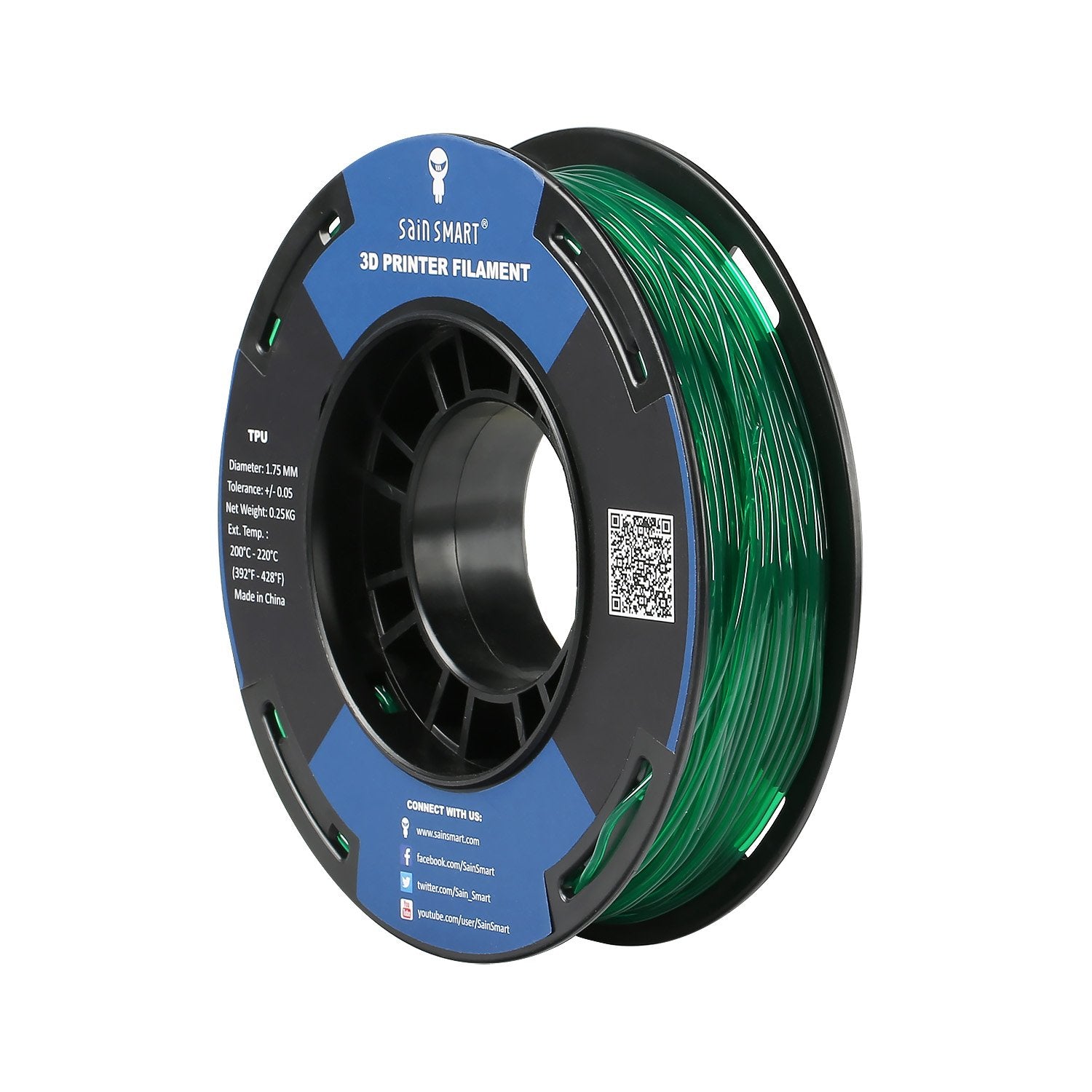 Sainsmart Tpu Filament 1.75 Dark Green Flexible Tpu 3D Printing Filament 1.75 Mm 250G Translucent Color Dimensional Accuracy +/  0.05 Mm