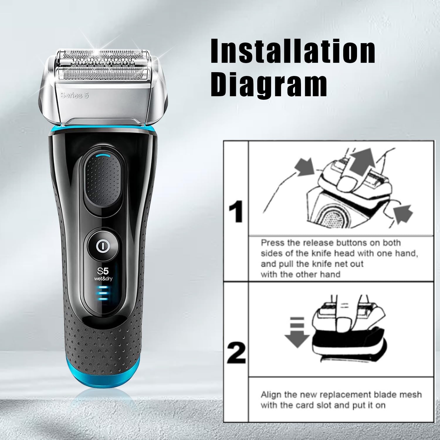 52S Series 5 Replacement Head For Braun Series 5 Foil Shaver Replacement Heads For Braun Series 5 Replacement Blades 5020S, 5030