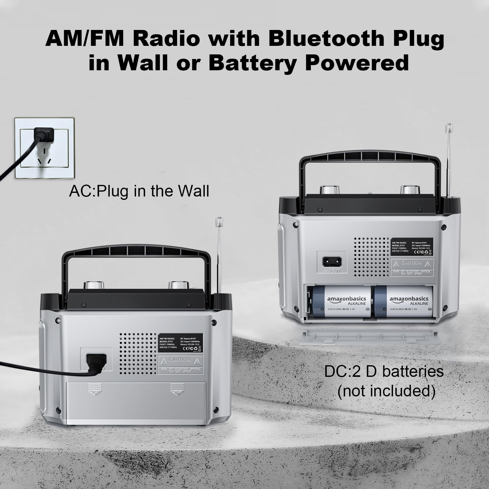 Audiocrazy Portable Am Fm Radio With Best Reception, Transistor Radio With Bluetooth Plug In Wall Or Battery Powered,Stereo Radi
