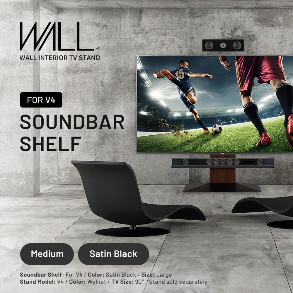 Wall Soundbar Shelf For Tv Stand Model V4, Medium Size, Width 95 Cm / 37.4'', Satin Black