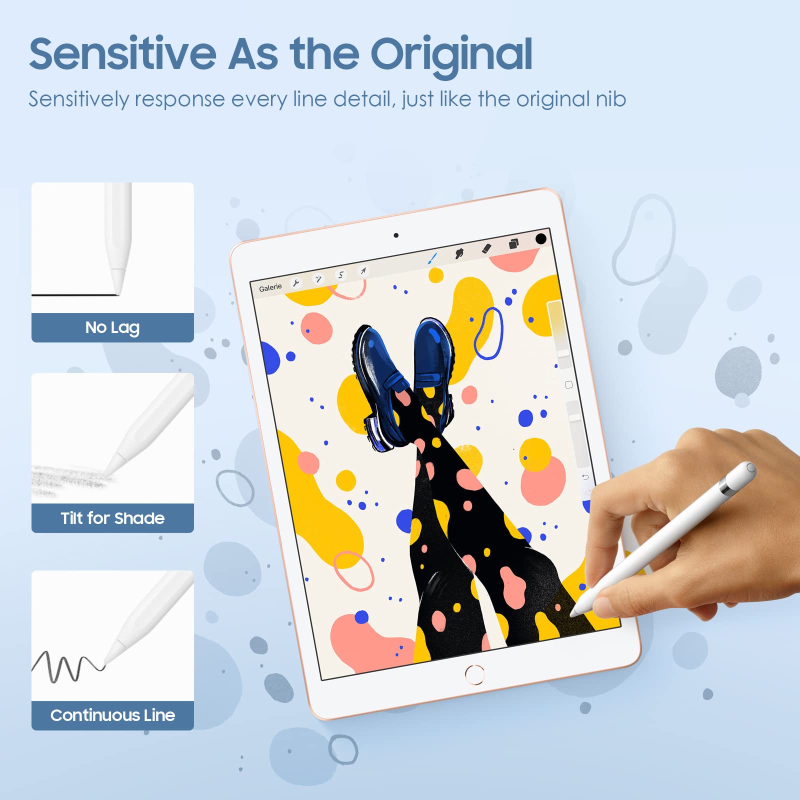 TiMOVO Apple Pencil Replacement Tips - 5 Pack, White, Precise Control for 1st/2nd Generation & USB-C, Compatible with iPad Pro/Air/Mini