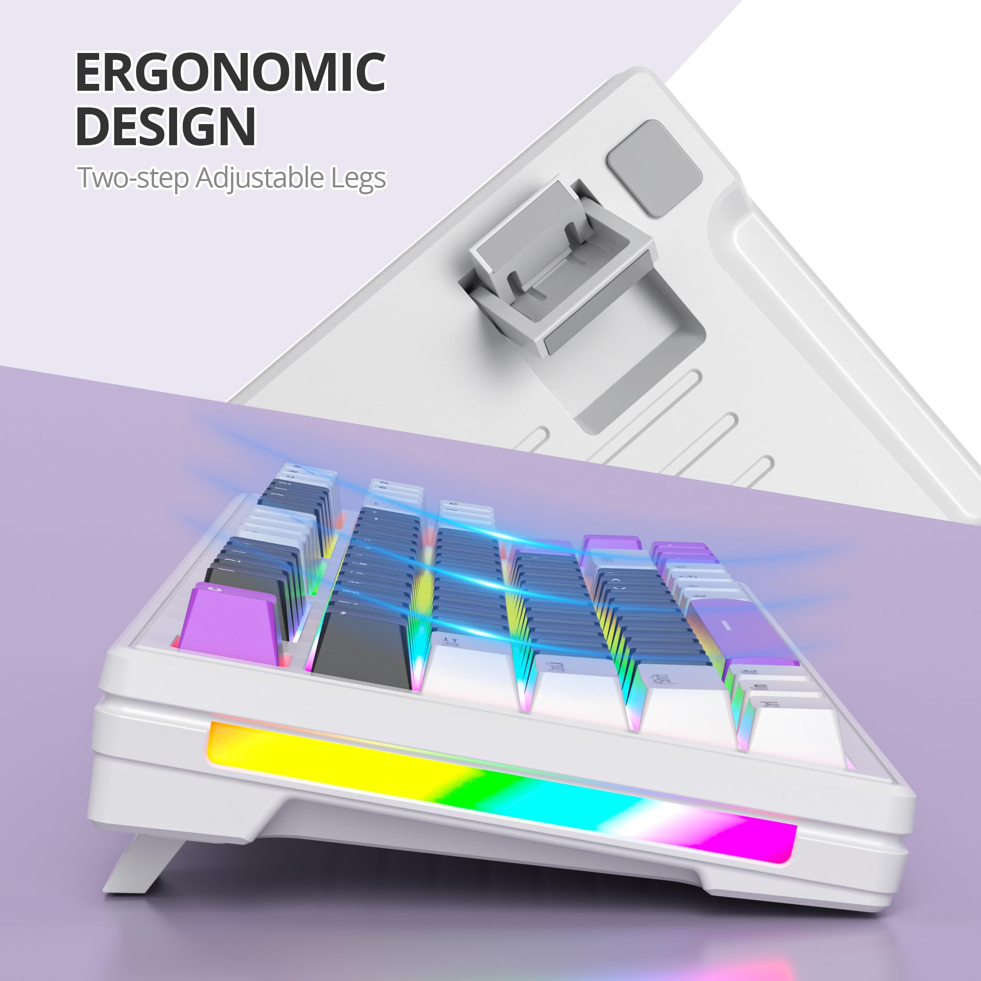 Mosptnspg 80% Tkl Wired Mechanical Keyboard,Rgb Backlit Gasket Mount 87 Key Hot Swappable Custom Linear Switch Gaming Keyboard W