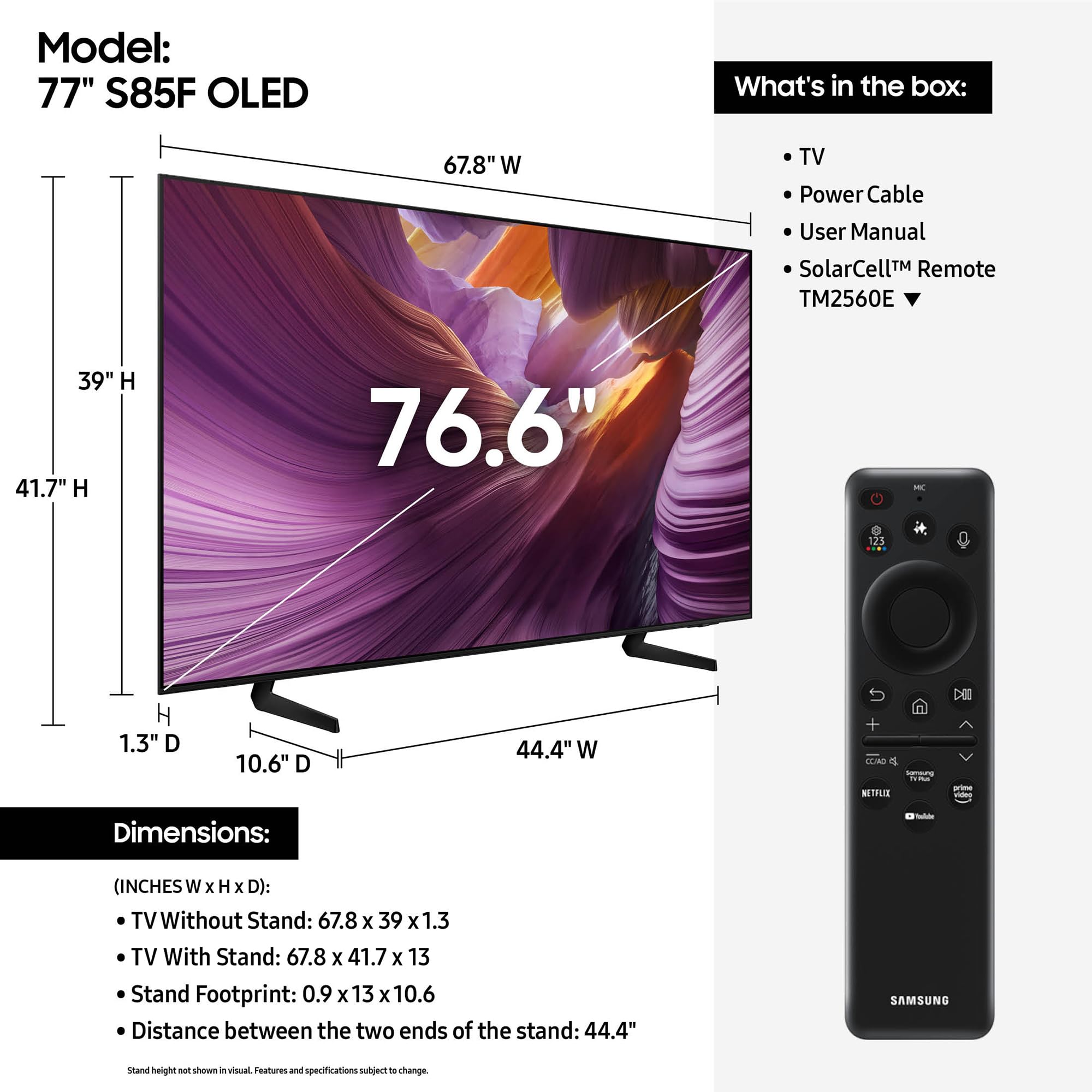 Samsung 77-Inch Class Oled 4K S85F Series, Vision Ai Smart Tv (2025 Model, 77S85F) Object Tracking Sound Lite W/Dolby Atmos, Nq4