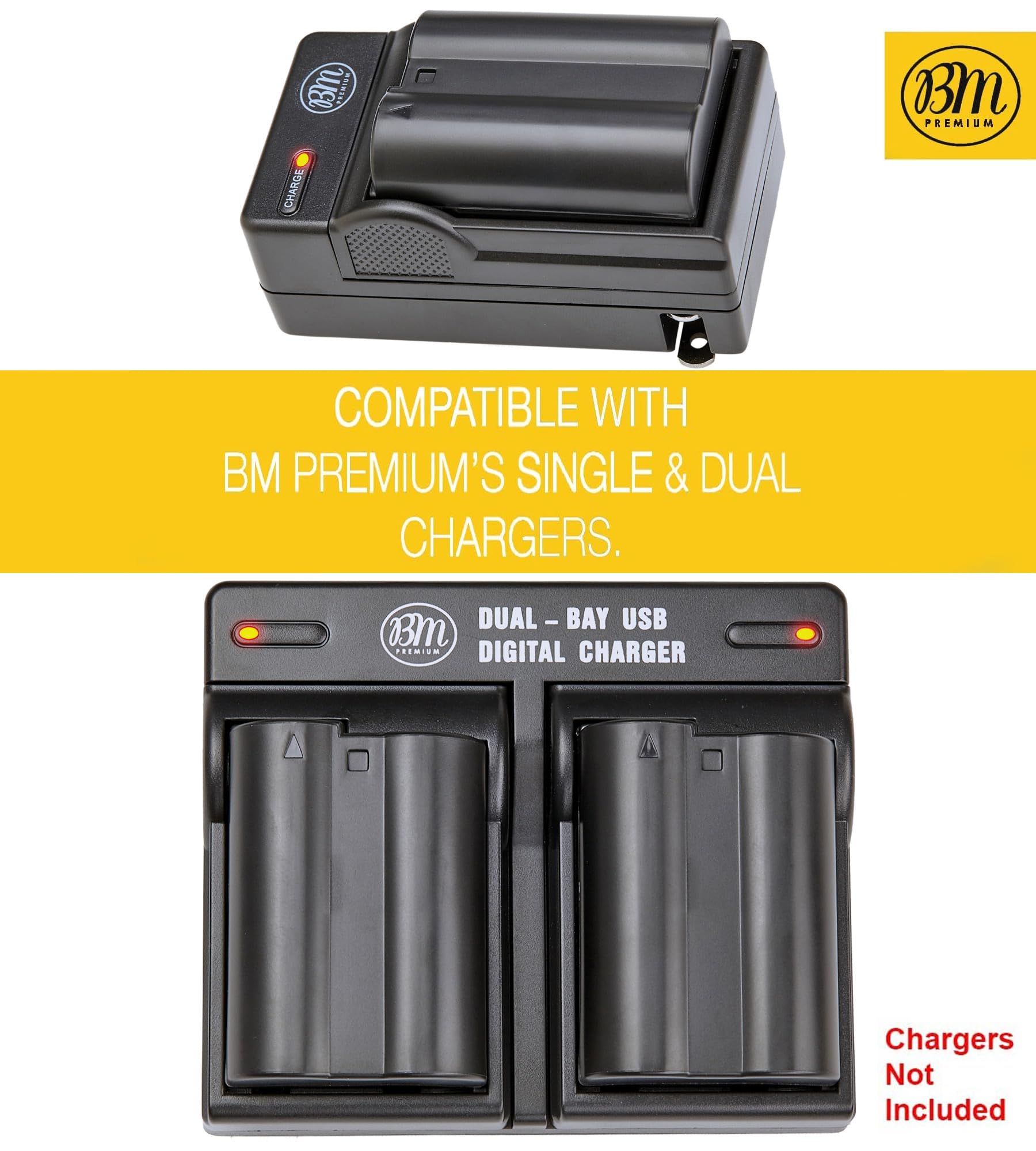 BM Premium 2 Pack of EN EL15C High Capacity Batteries for Nikon Zf, Z5, Z6, Z6 II, Z7, Z8, Z7II, D780, D850, D7500, 1 V1, D500, D600, D610, D750, D800, D810, D810A, D7000, D7100, D7200 Cameras