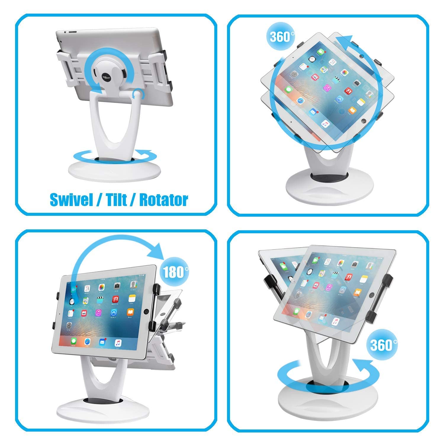 Max Smart Large Tablet Pos Stand, Rotating Commercial Tablet Stand, Swivel Base For Retail Kiosk Register Office Showcase Cashie