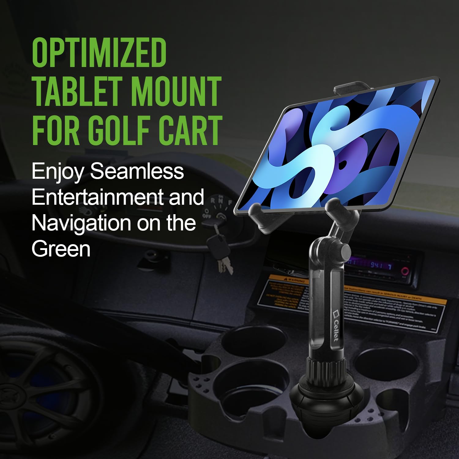 Cellet Universal 360 Adjustable Cup Holder Tablet Automobile Mount Cradle Compatible To Apple Ipad Pro 12.9 Ipad 9.7 Inch Air 20