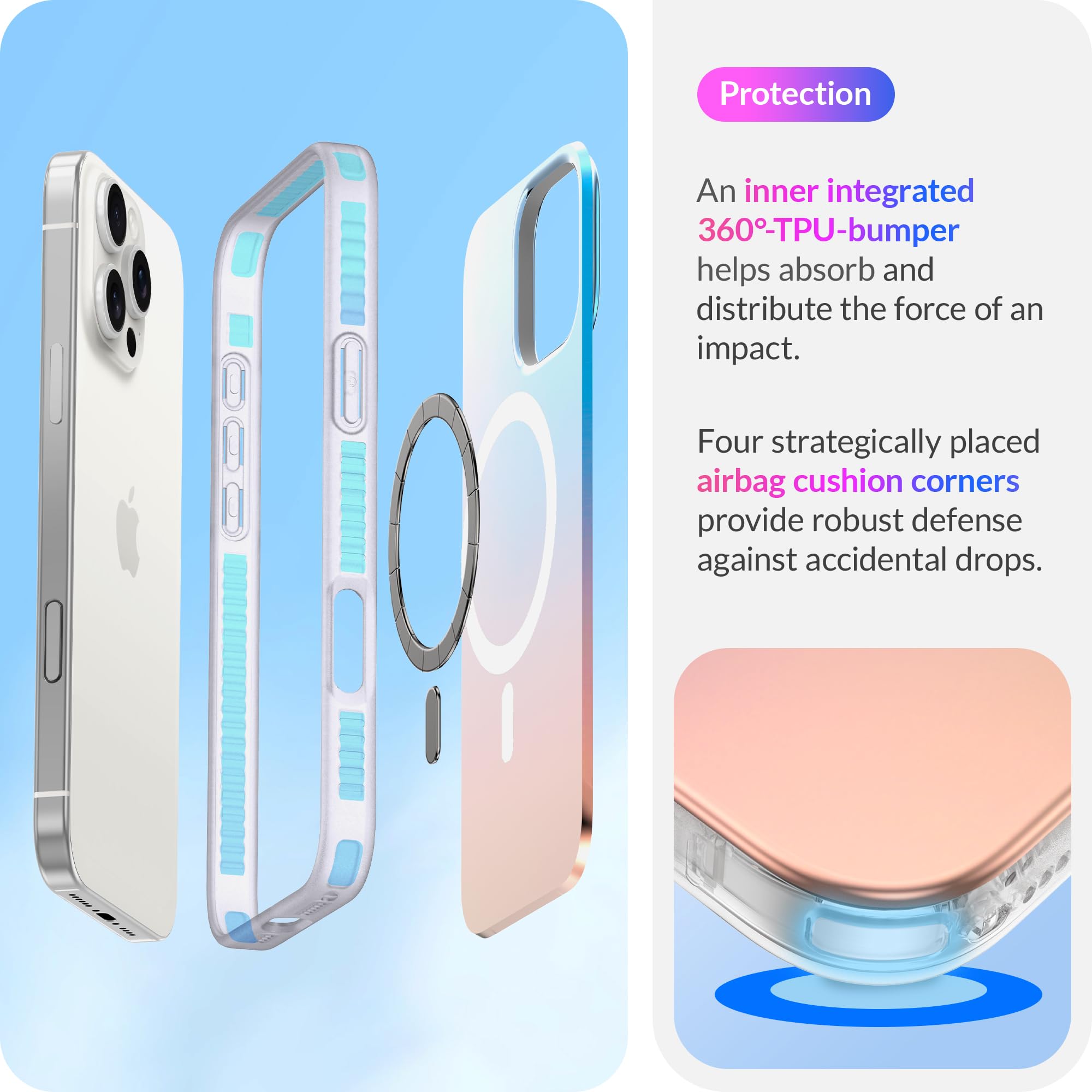 Lonli Hue   Iphone 16 Pro Magnetic Case [Compatible With Magsafe]   Holographic Iridescent Phone Case   [360 Shock Absorbent Bum