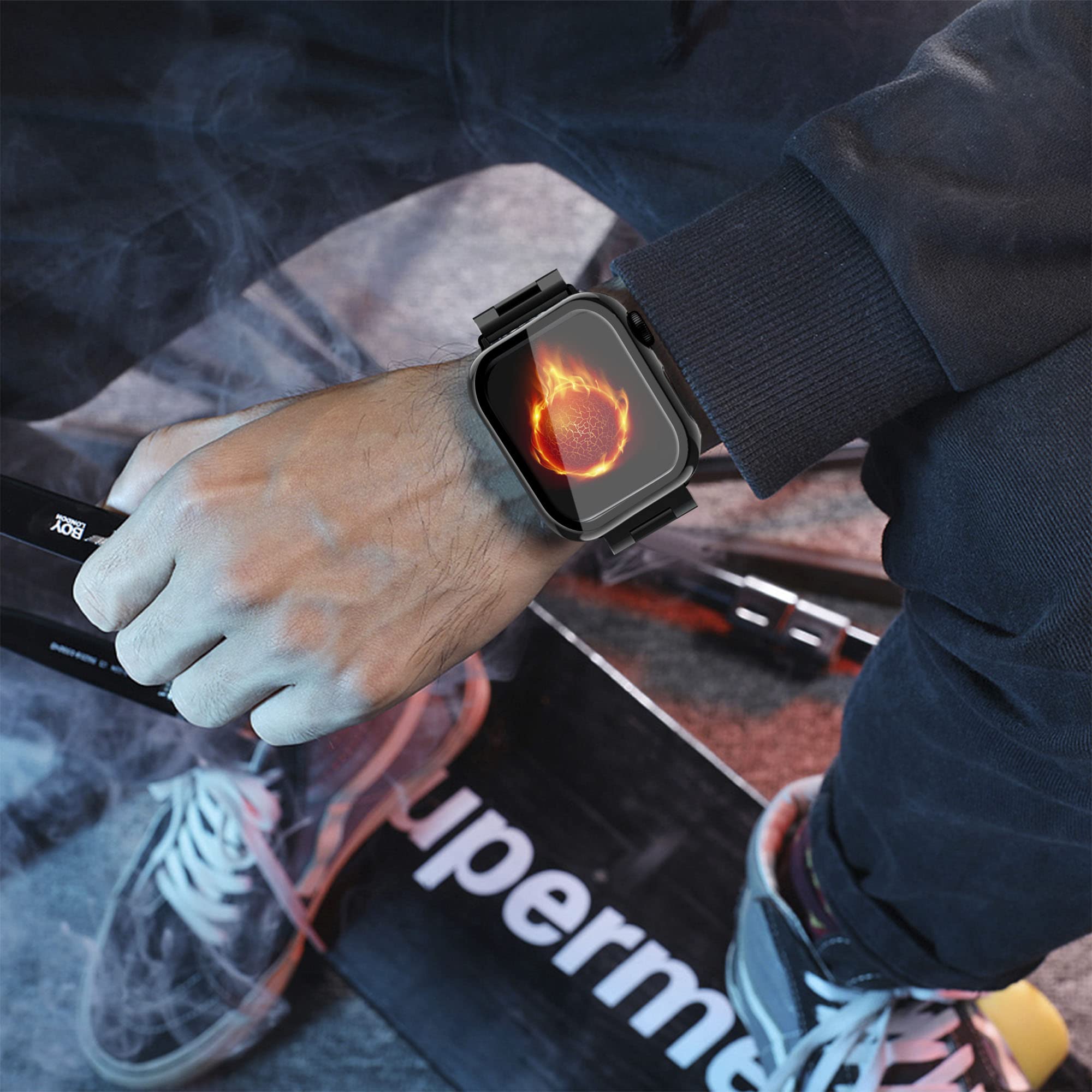 Bekomo 3 Pack Apple Watch Band With 2 Screen Protectors, Precision Stainless Steel Metal, Elegant Design, Easy Adjustment, High