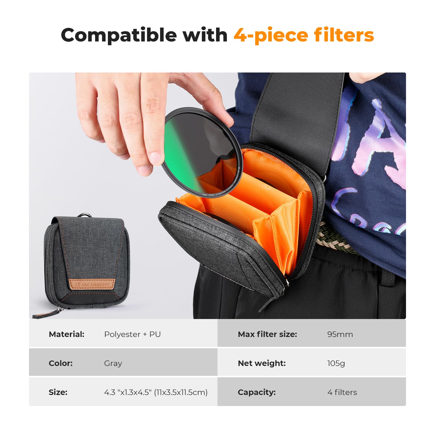 K&F Concept 49Mm Magnetic Cpl+Nd8+Nd64+Magnetic Basic Ring+Lens Cap Camera Lens Filters Kit (5 Pack)  Optical Glass Polarizing N