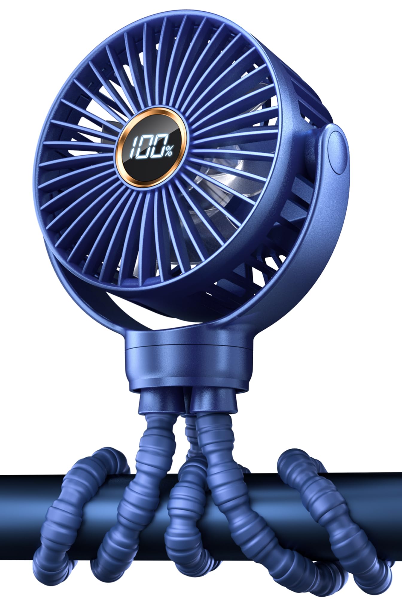 Kidee Portable Baby Stroller Fan, Mini Baby Fan Clip On Fan, Led Display, 360 Rotate Flexible Tripod, Rechargeable Small Persona