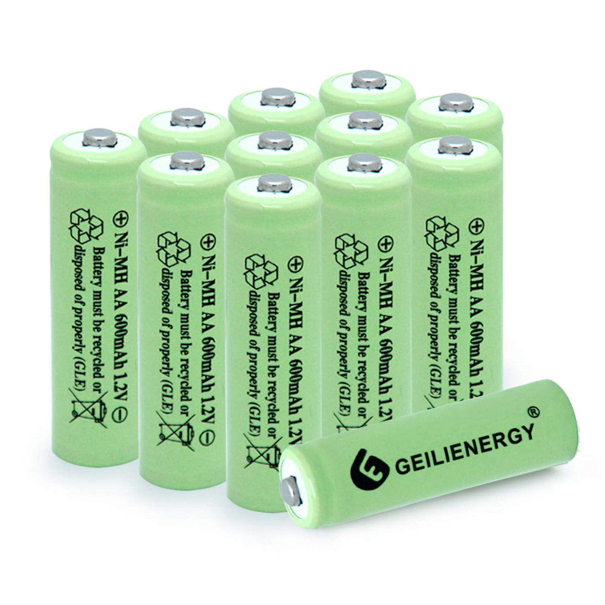 Baobian Aa 600Mah 1.2V Nimh Rechargeable Batteries For Solar Light,Solar Lamp,Garden Lights Green(12 Pcs)
