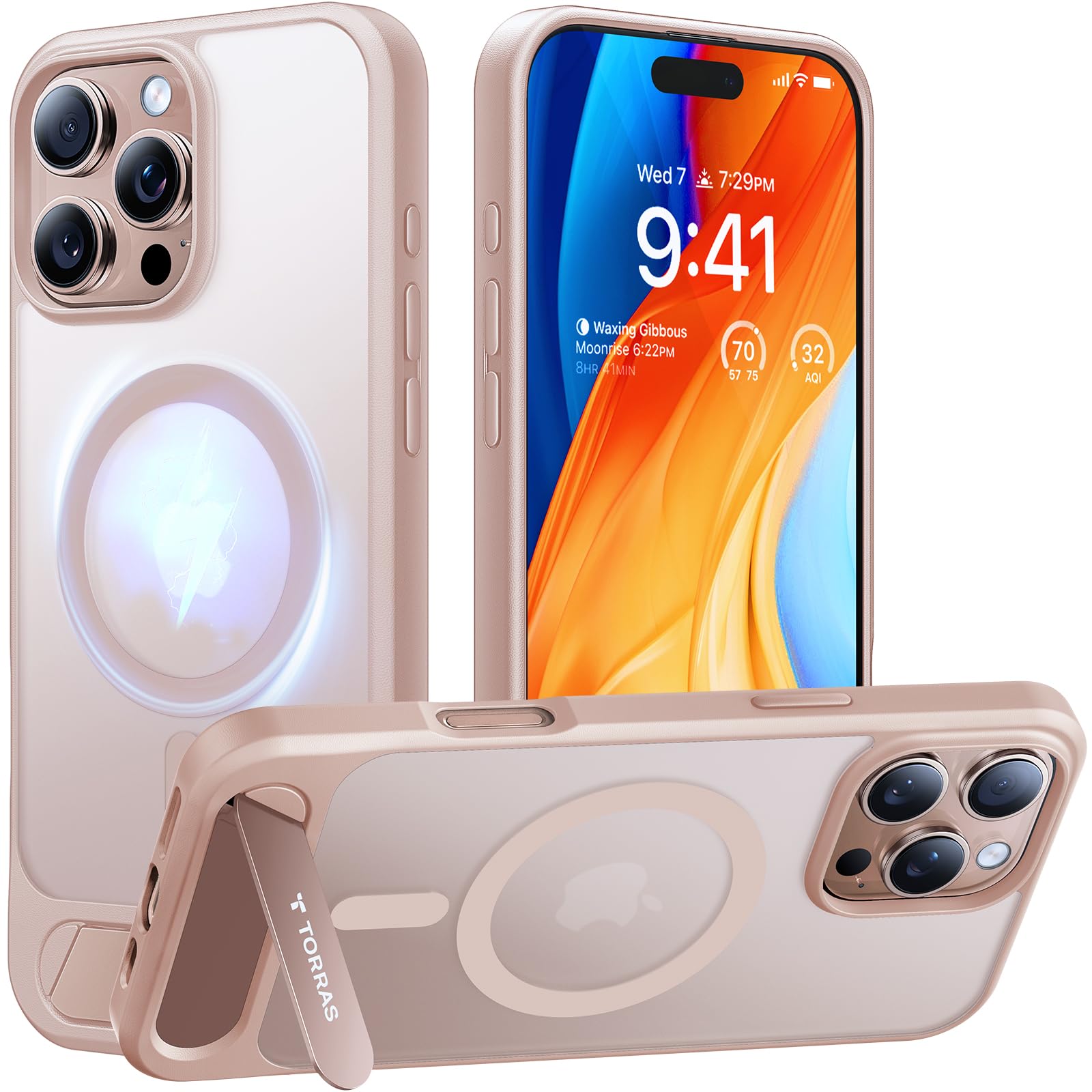 Torras Strong Magnetic & Seamless Stand For Iphone 16 Pro Case, Fit For Magsafe, 4X Military Grade Drop Tested Kickstand Protect
