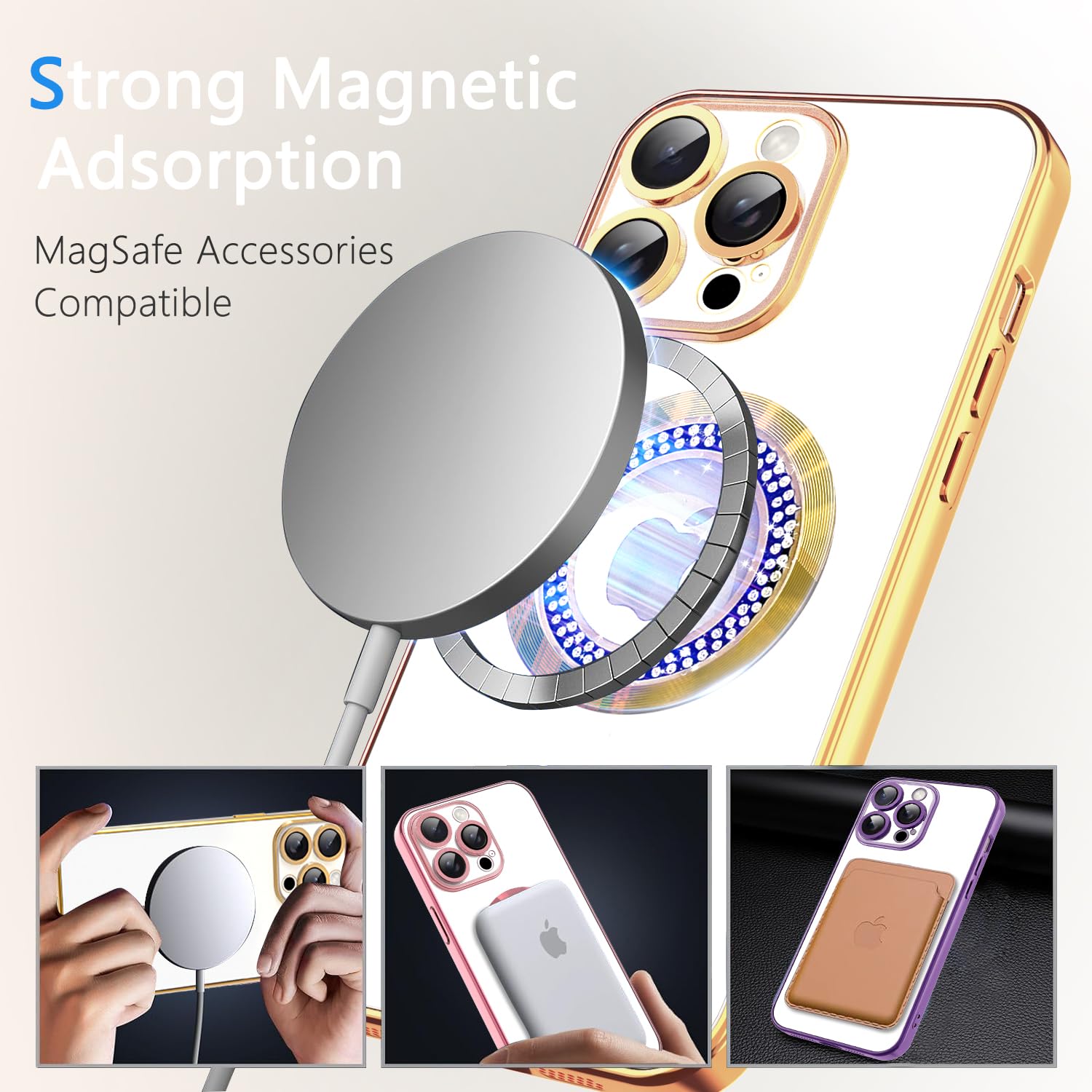 Misscase For Iphone 14 Pro Magnetic Glitter Case Compatible With Magsafe,Full Protection Slim Shockproof Anti Scratch Case With