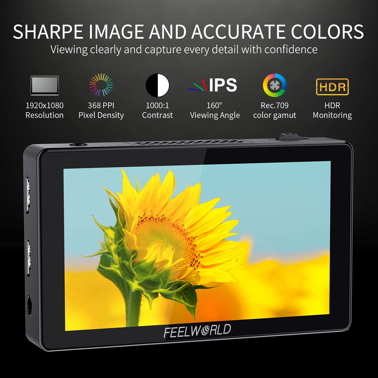 Feelworld Lut5 5.5 Inch 3000Nits Ultra Bright Dslr Camera Field Monitor Auto Dimming Touchscreen Hdr 3D Lut With Waveform F970 E