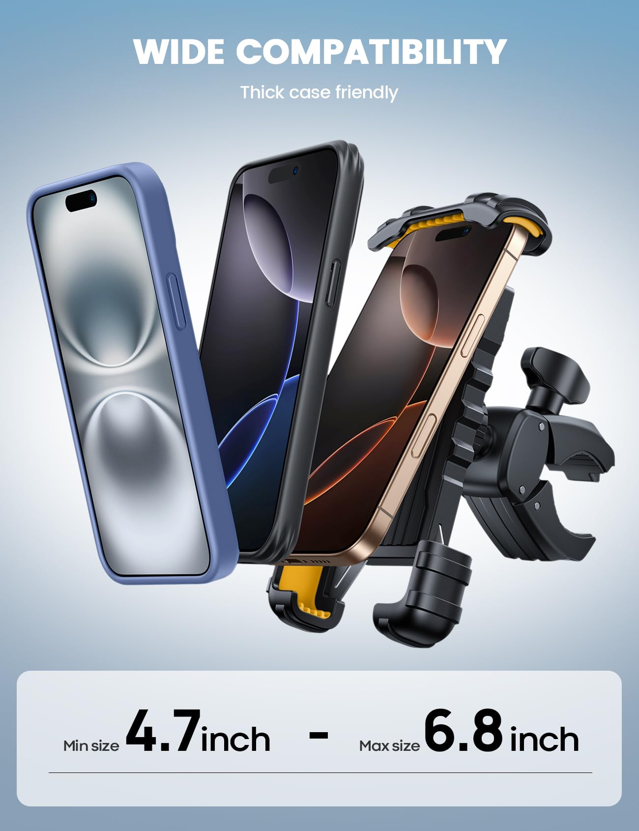 Lamicall Bike Phone Holder Mount   Motorcycle Handlebar Phone Mount Clamp, One Hand Operation Atv Scooter Phone Clip For Iphone