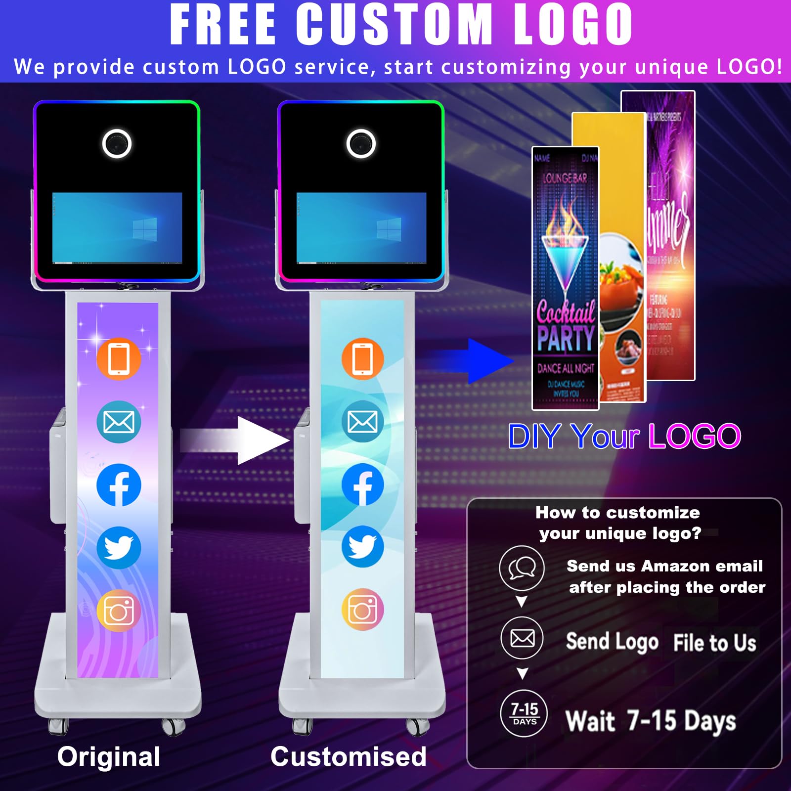 Mirror Photo Booth Selfie Camera Photobooth Diy Photo Booth Machine With 15.6'' Touch Screen Pc, Rgb Led Fill Light, Flight Case