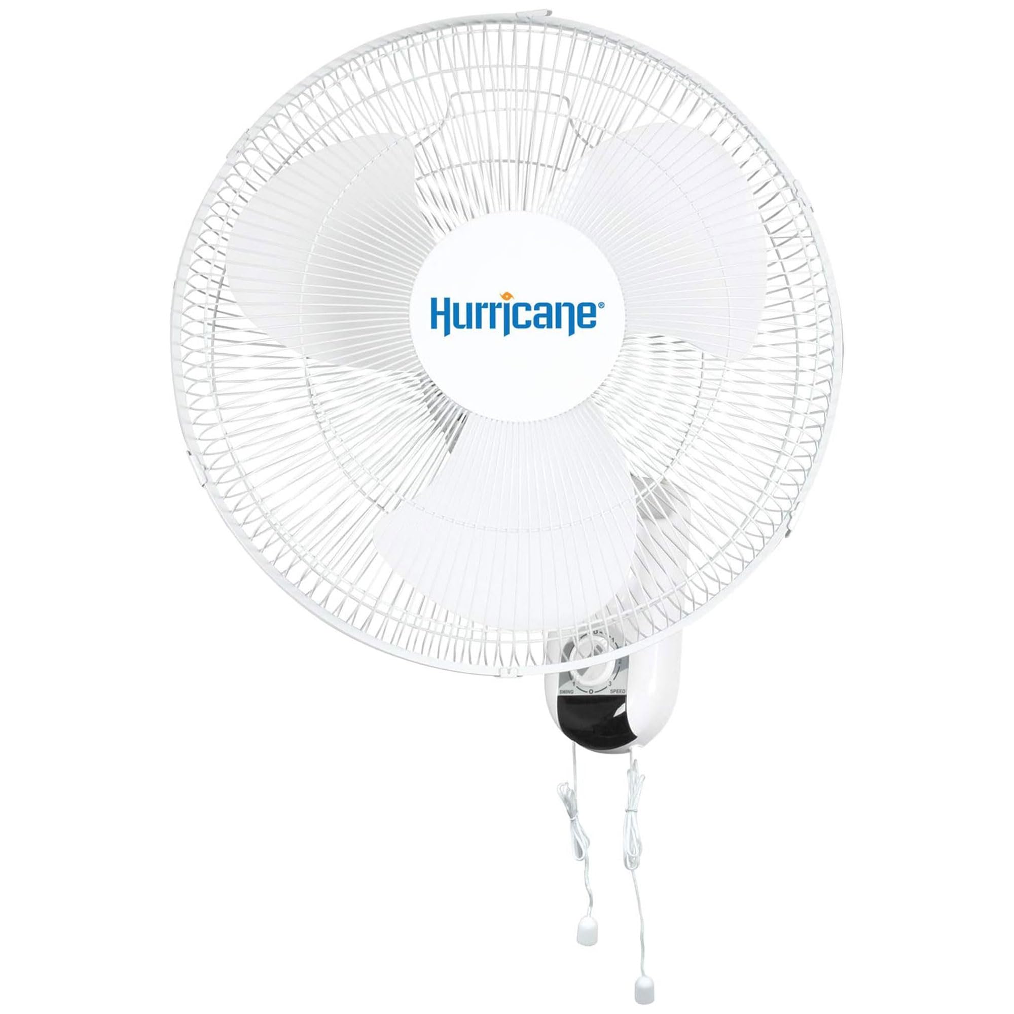 Hurricane Wall Mount Fan, Quiet 90 Degree Oscillating Fan With 3 Speeds, 16'' Classic