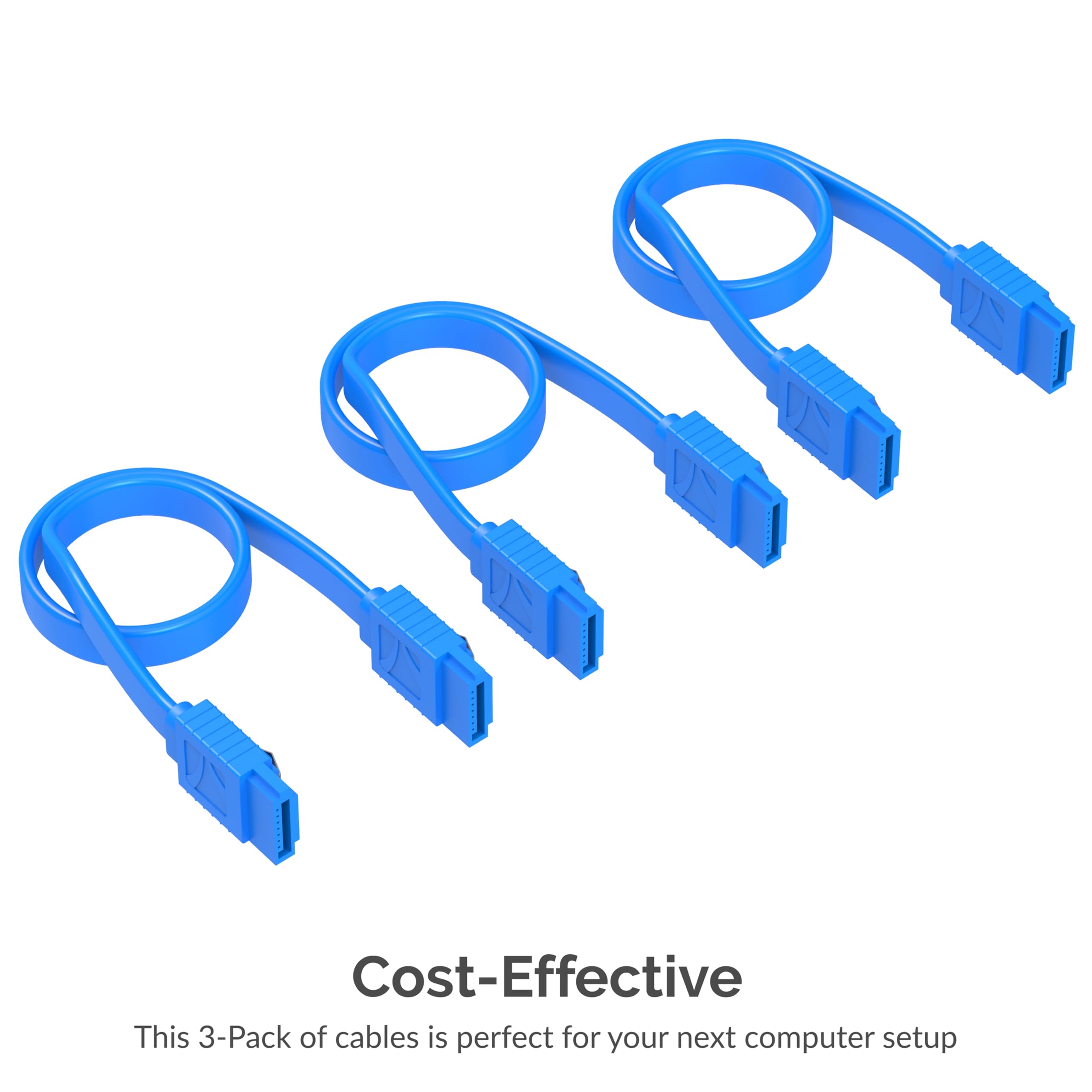 Sabrent Sata Iii (6 Gbit/S) Straight Data Cable With Locking Latch For Hdd/Ssd/Cd And Dvd Drives (3 Pack 20 Inch) In Blue (Cb Sf