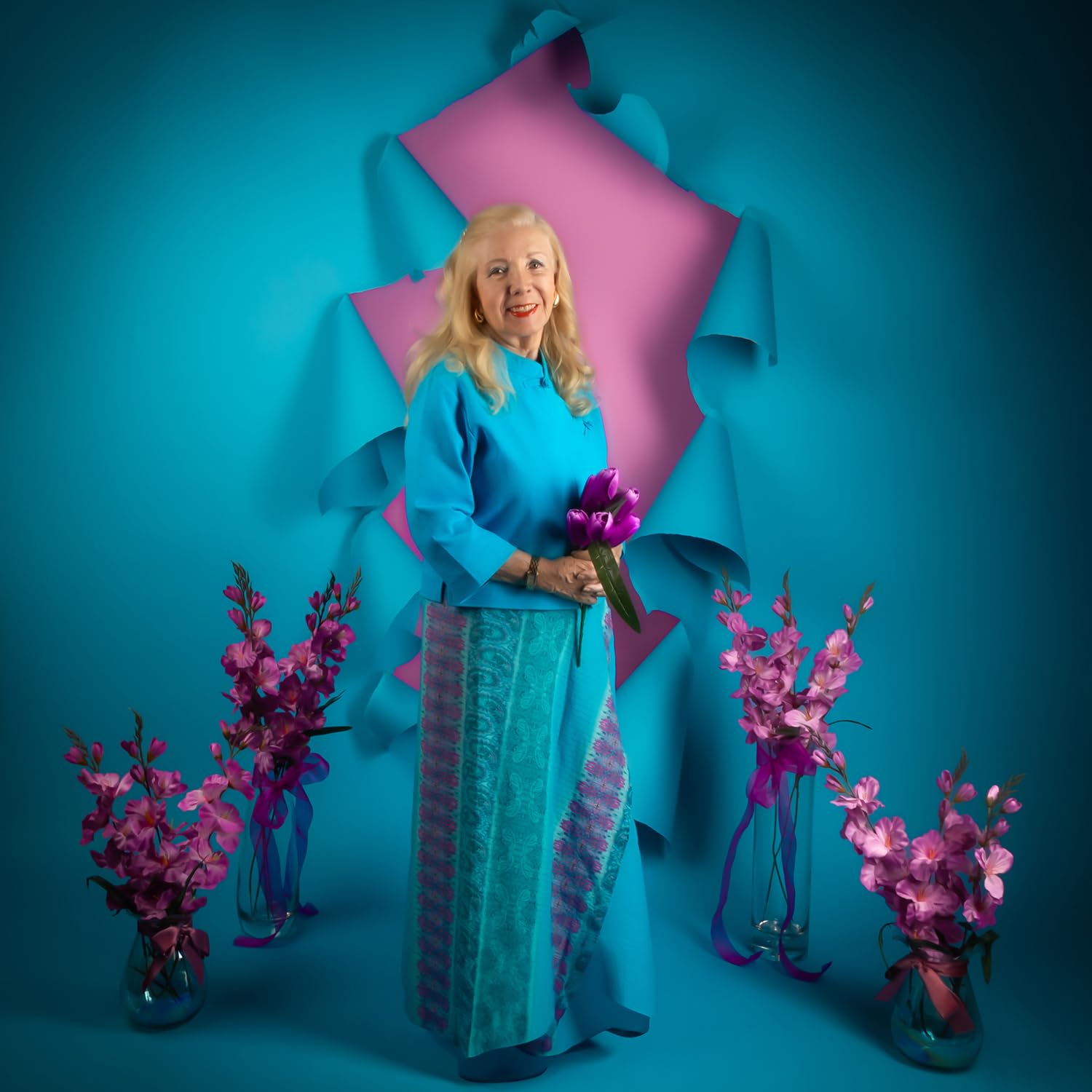 Kate Seamless Paper Backdrop For Photography Solid Blue Backdrop Paper (105''X32.8' Lite Blue)