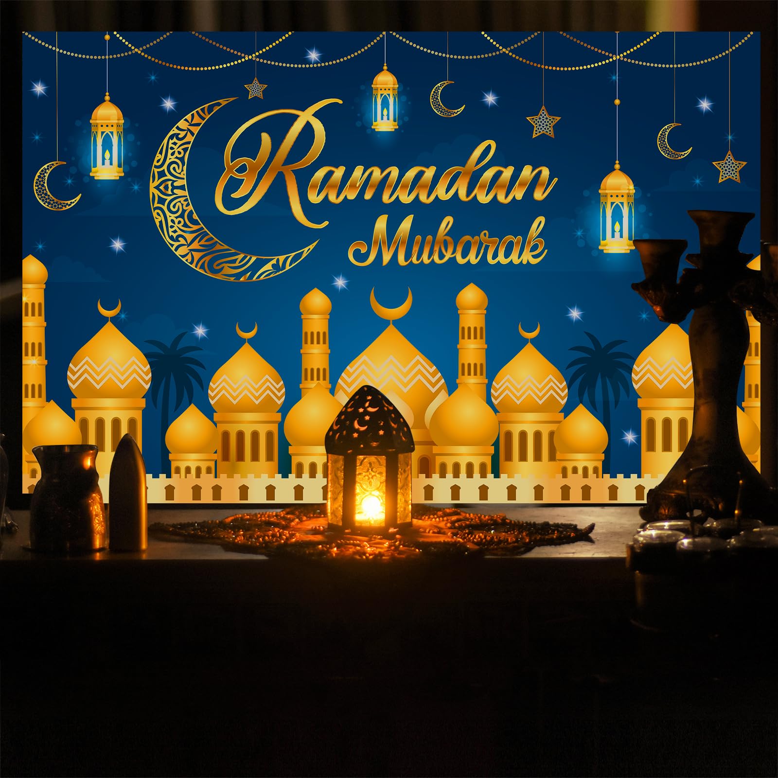 Ramadan Decorations For Home   71 X 44 In Ramadan Banner Mubarak Table Mubarak Sign Backdrop Favors Hanging Decorations For Outd