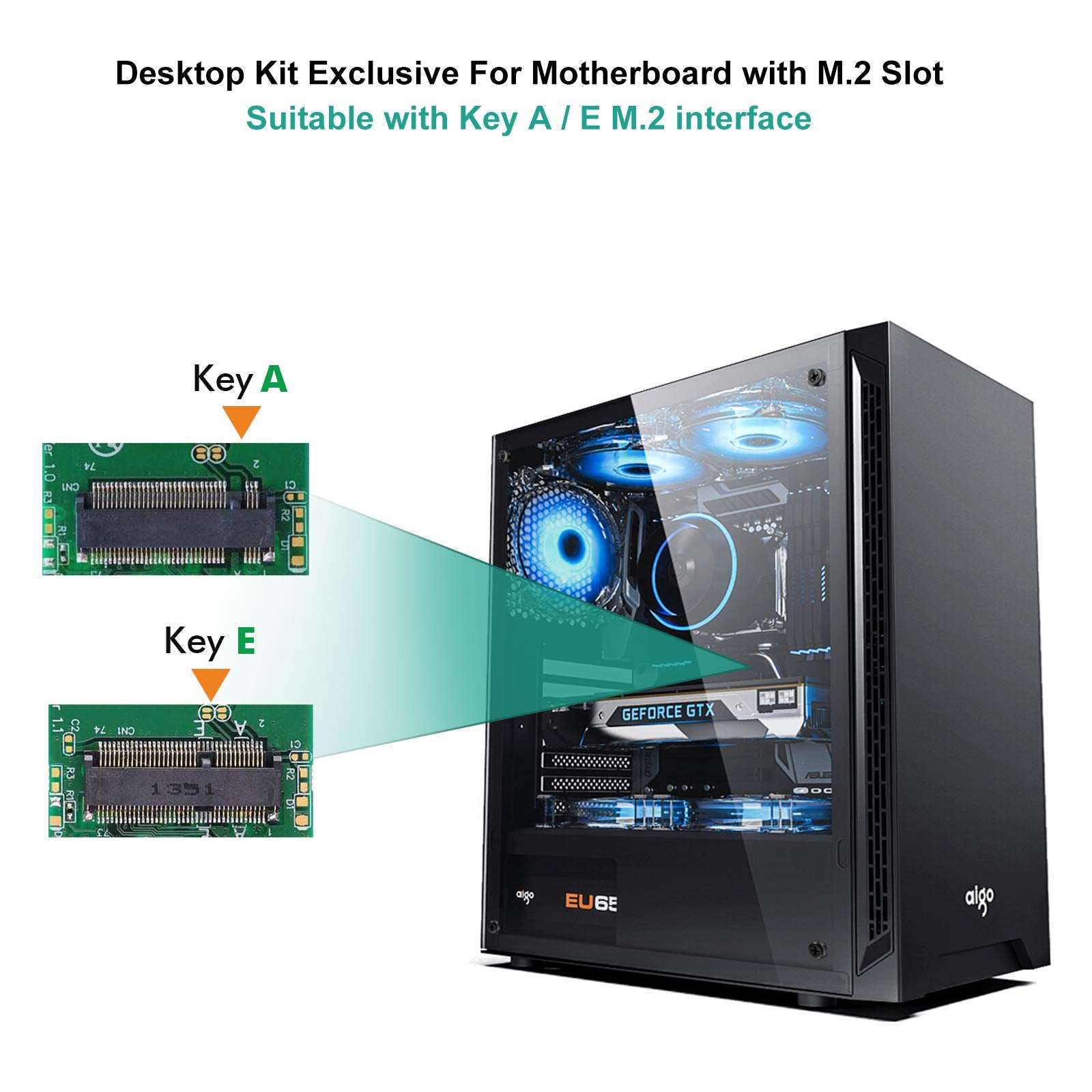 Ax210 Wifi 6E Desktop Kit, Expand To Tri Band 6Ghz/5Ghz/2.4Ghz M.2 Ngff Wireless Bluetooth 5.2 Card Support Windows 10 11, 64 Bit Desktop Pc, Includes Ipex Cable, 5Dbi Antennas And Brackets