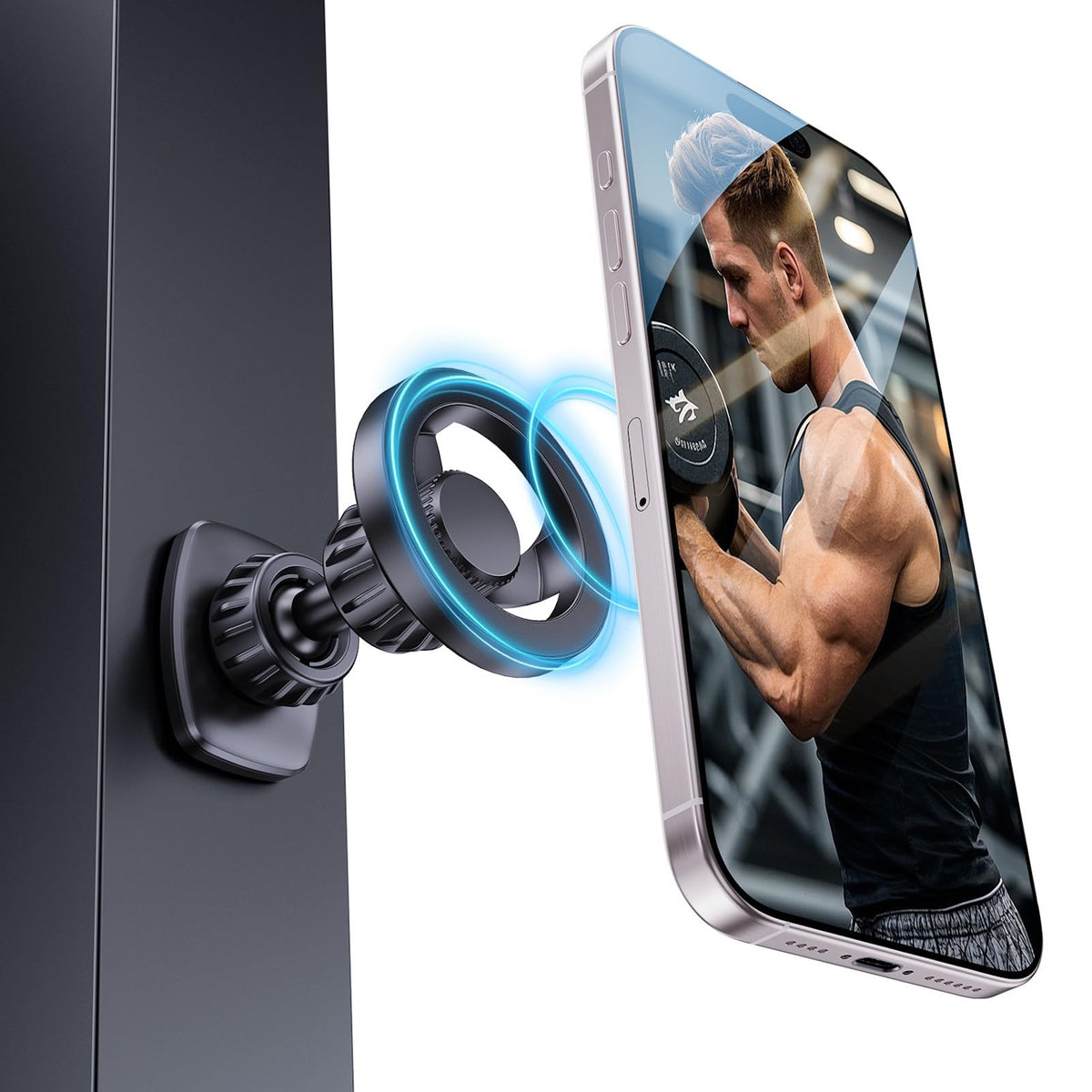 Eztomuxe Gym Magnetic Phone Holder Mount For Magsafe, [Metal Joint] 360 Rotatable Dual Magnetic Phone Holder For Gym Workout Rec