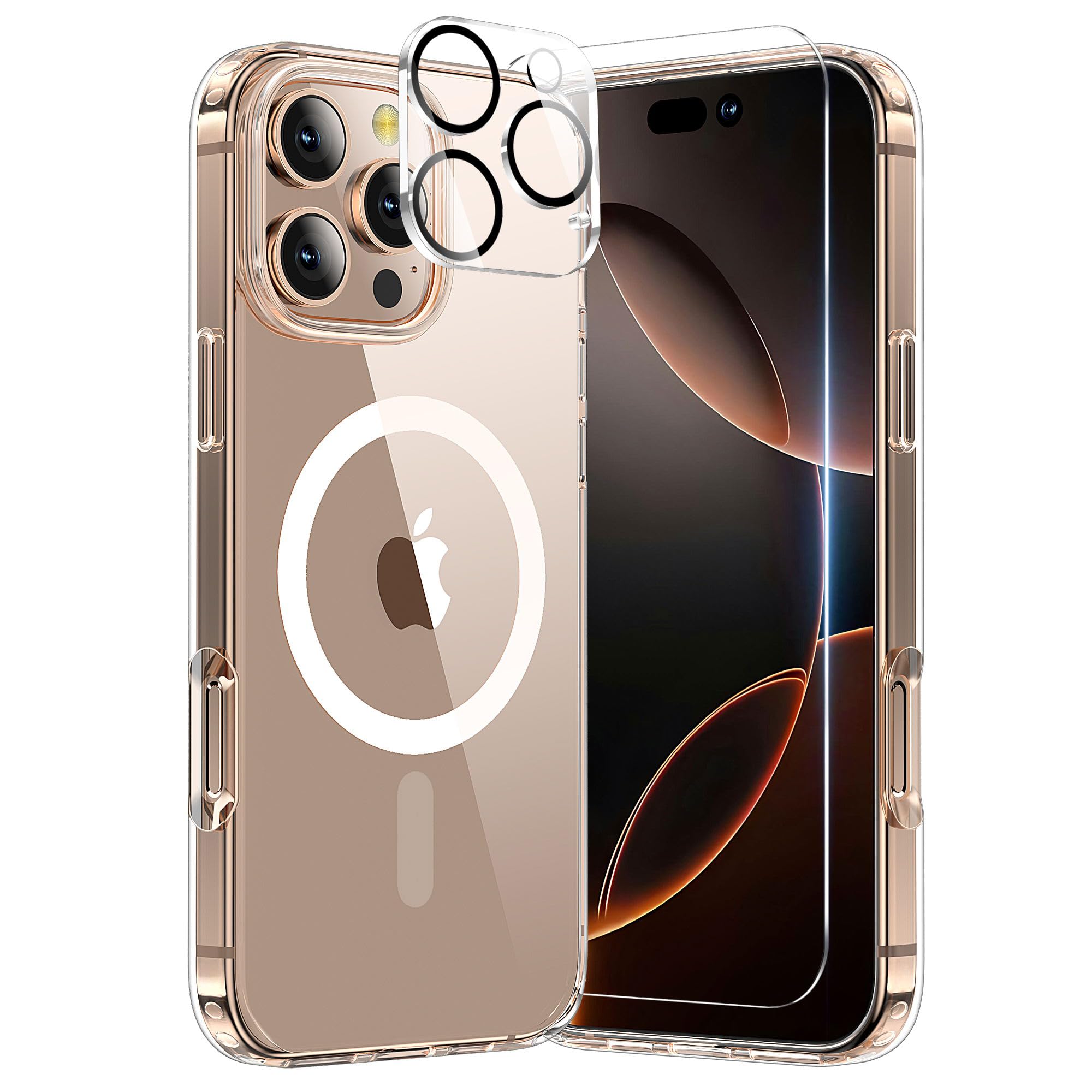 Gyizho For Iphone 16 Pro Case, Compatible With Magsafe [Yellowing Resistant] With 1X Screen Protector + 1X Camera Lens Protector