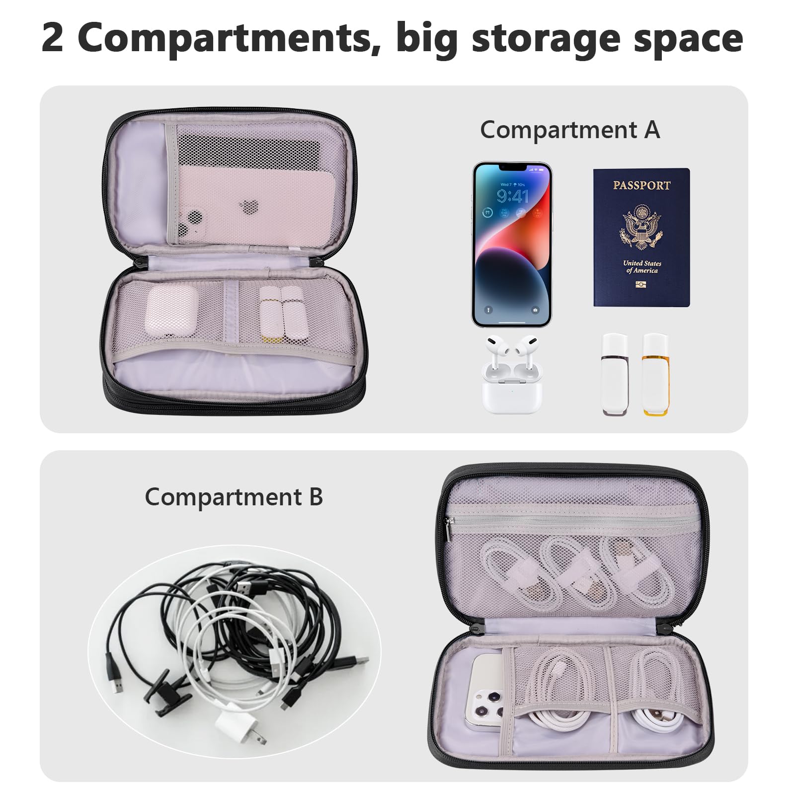 Ddgro Cables Organizer Travel Pouch For Men Women To Organize And Storage Tech Accessories Electronics Cords Charger Earphones C