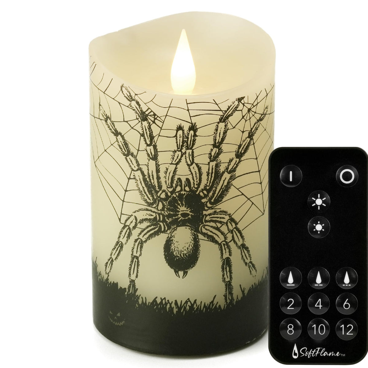 Softflame Halloween Flameless Led Candles With Remote Control, 3''X 5''Battery Operated Pillar Real Wax With Timer For Halloween
