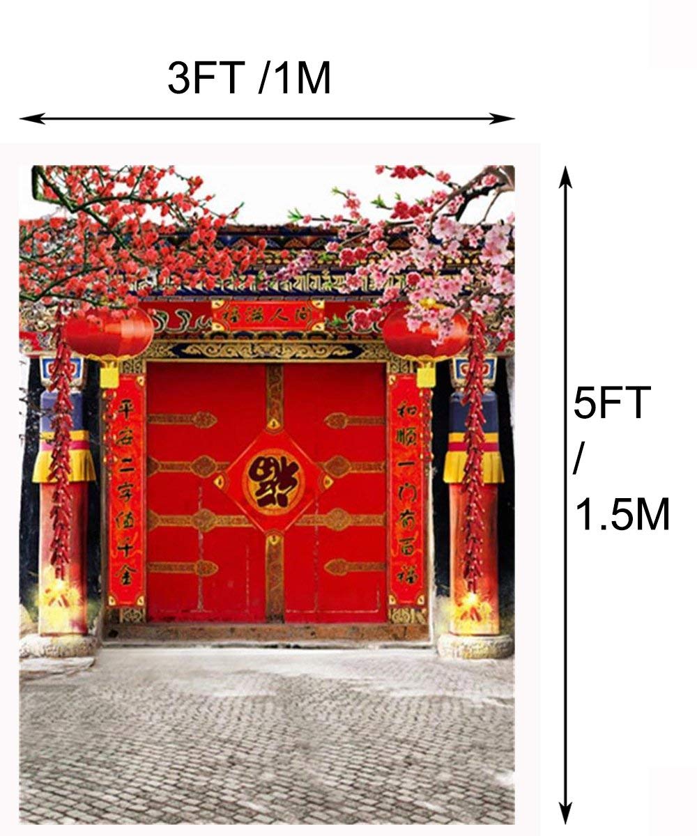 Laeacco 3X5Ft Vinyl Photography Backdrop Chinese Classical Theme Spring Festival Scene Photo Background Studio Props For New Year Family Decoration