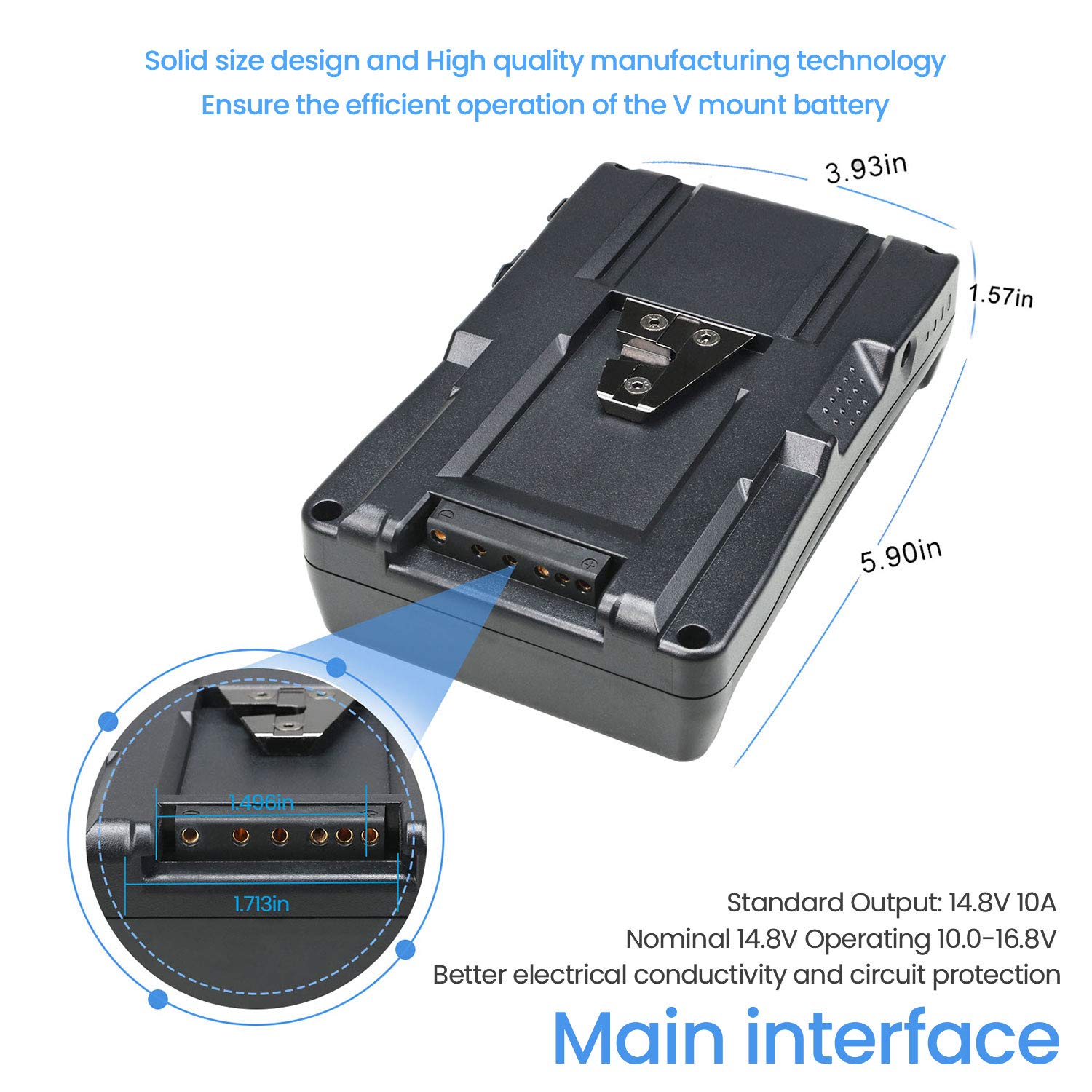 Reytric 95Wh(6600Mah) V Mount/V Lock Battery With D Tap Output Charger And D Tap Cable Compatible Video Camera Camcorder Broadca