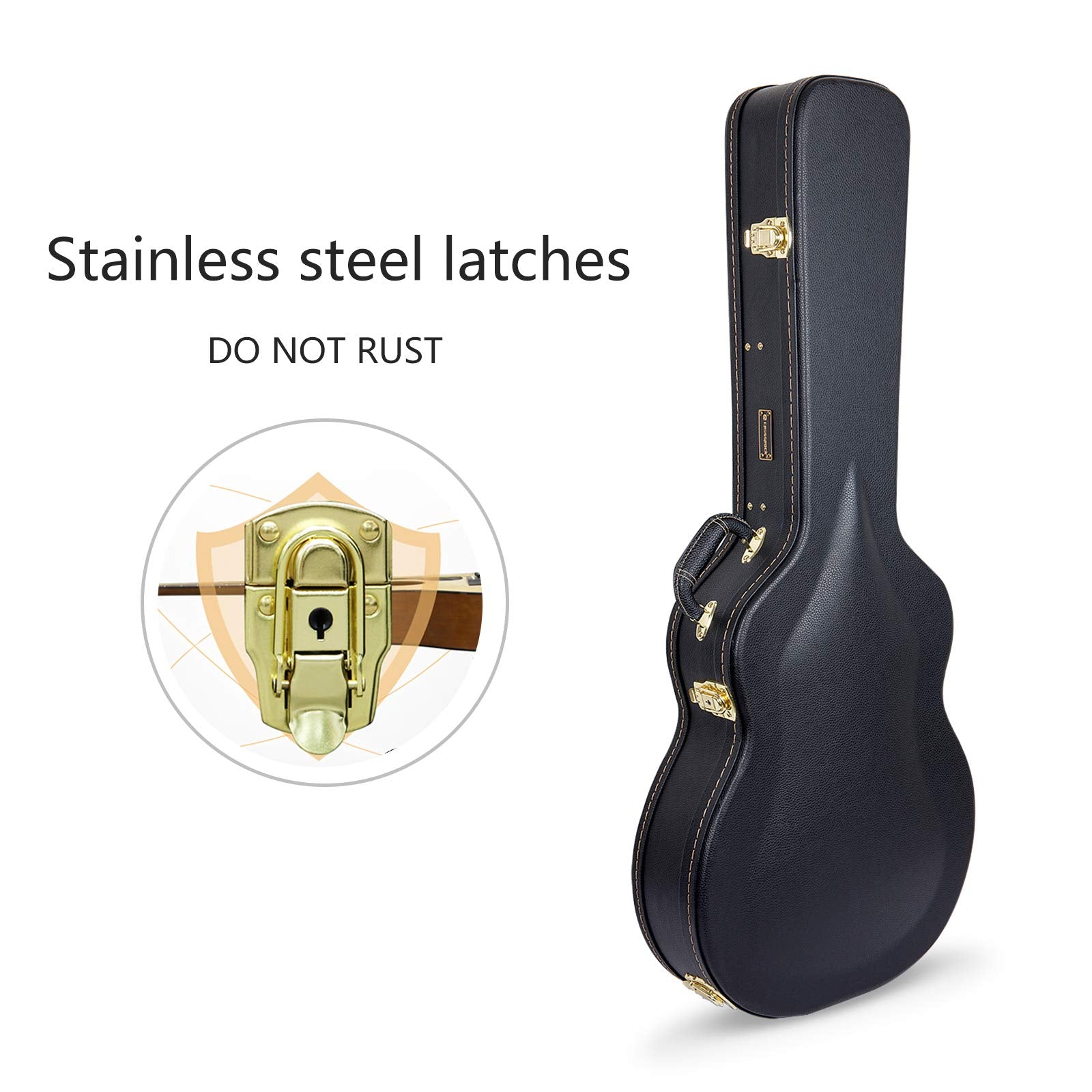 Crossrock Wooden Guitar Case Fits 335 Style 6-String Semi-Hollow Electric Guitars- Stainless Steel Latches, Sponge Lining, Metal