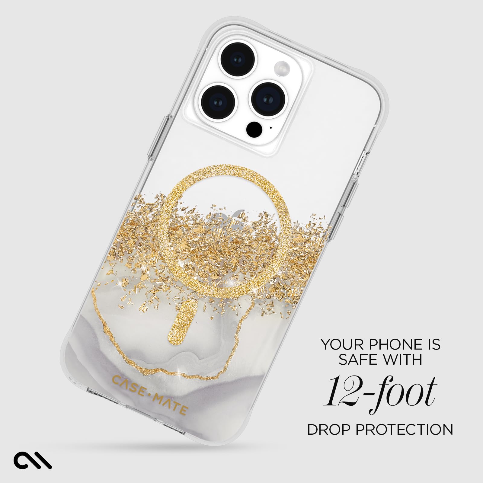Case Mate Iphone 15 Pro Max Case   Karat Marble [12Ft Drop Protection] [Compatible With Magsafe] Magnetic Cover With Cute Bling