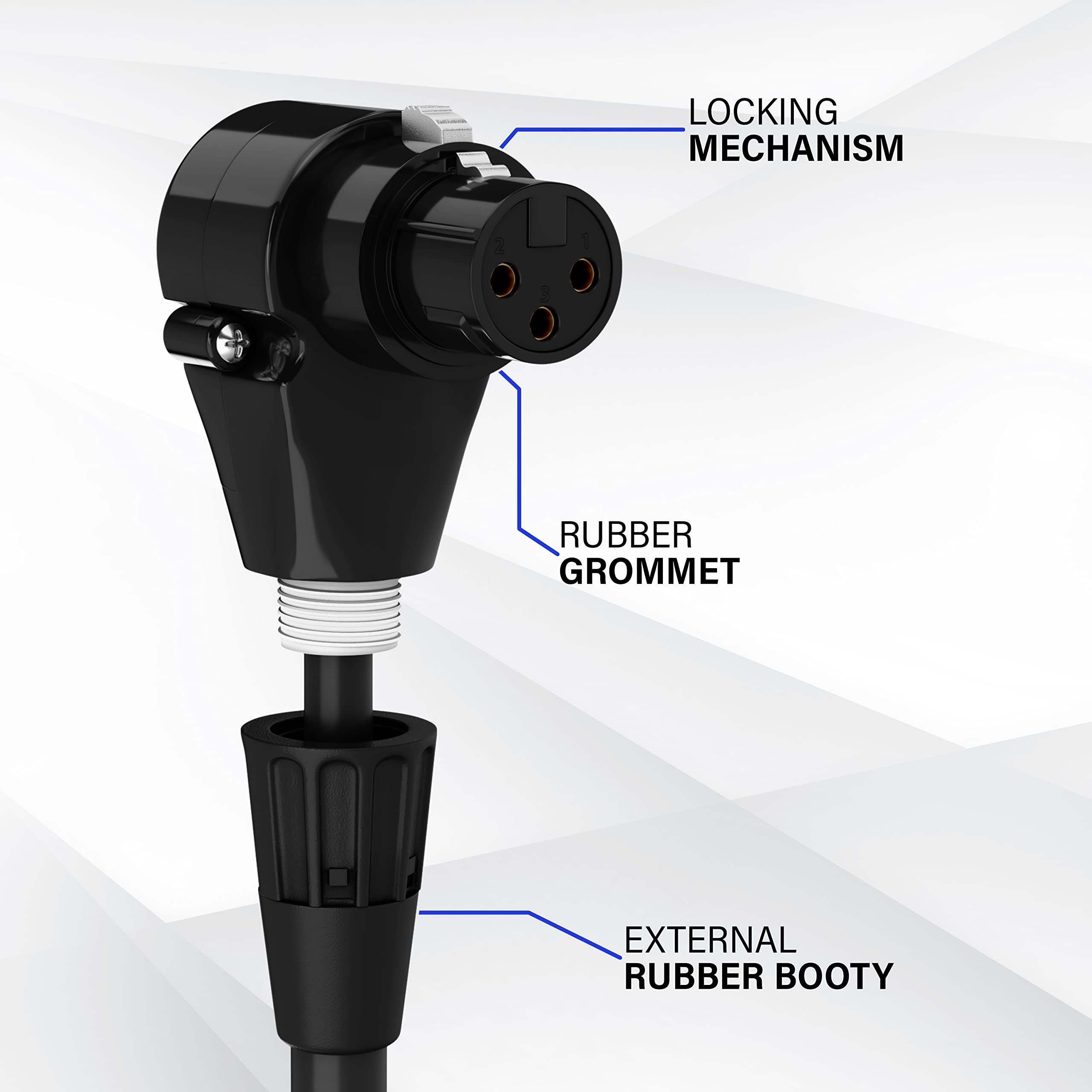 Lyxpro 1.5 Feet Right Angle Xlr Female To Male 3 Pin Mic Cord For Powered Speakers Audio Interface Professional Pro Audio Perfor