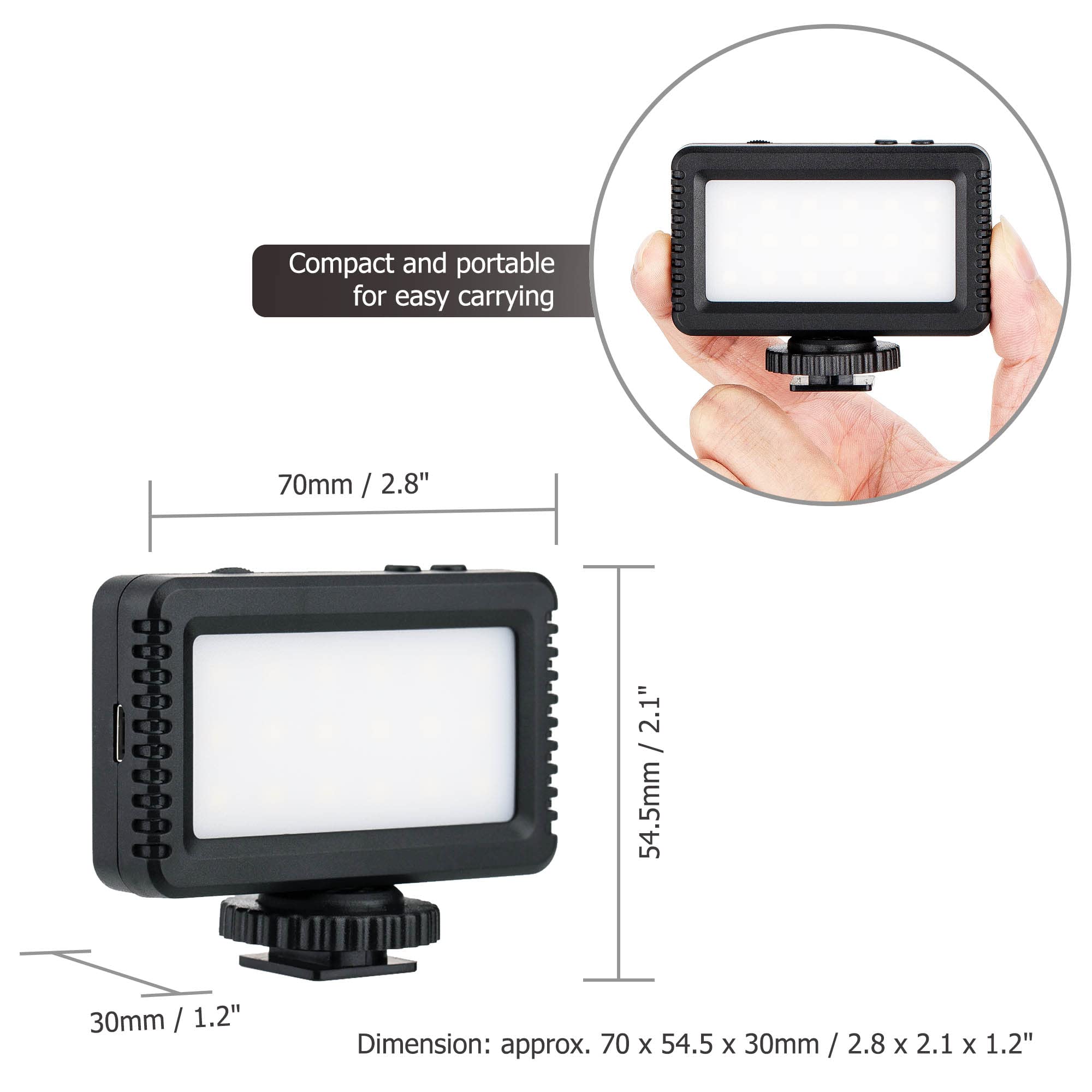 Kiwifotos Mini Led Video Light For Sony Zv E10 Ii Zve10 Zv 1F Zv1F Zv 1 Ii Zv1 Zv1Ii A6000 A6100 A6300 A6400 Nikon Z30 Z50 Z6 Z7