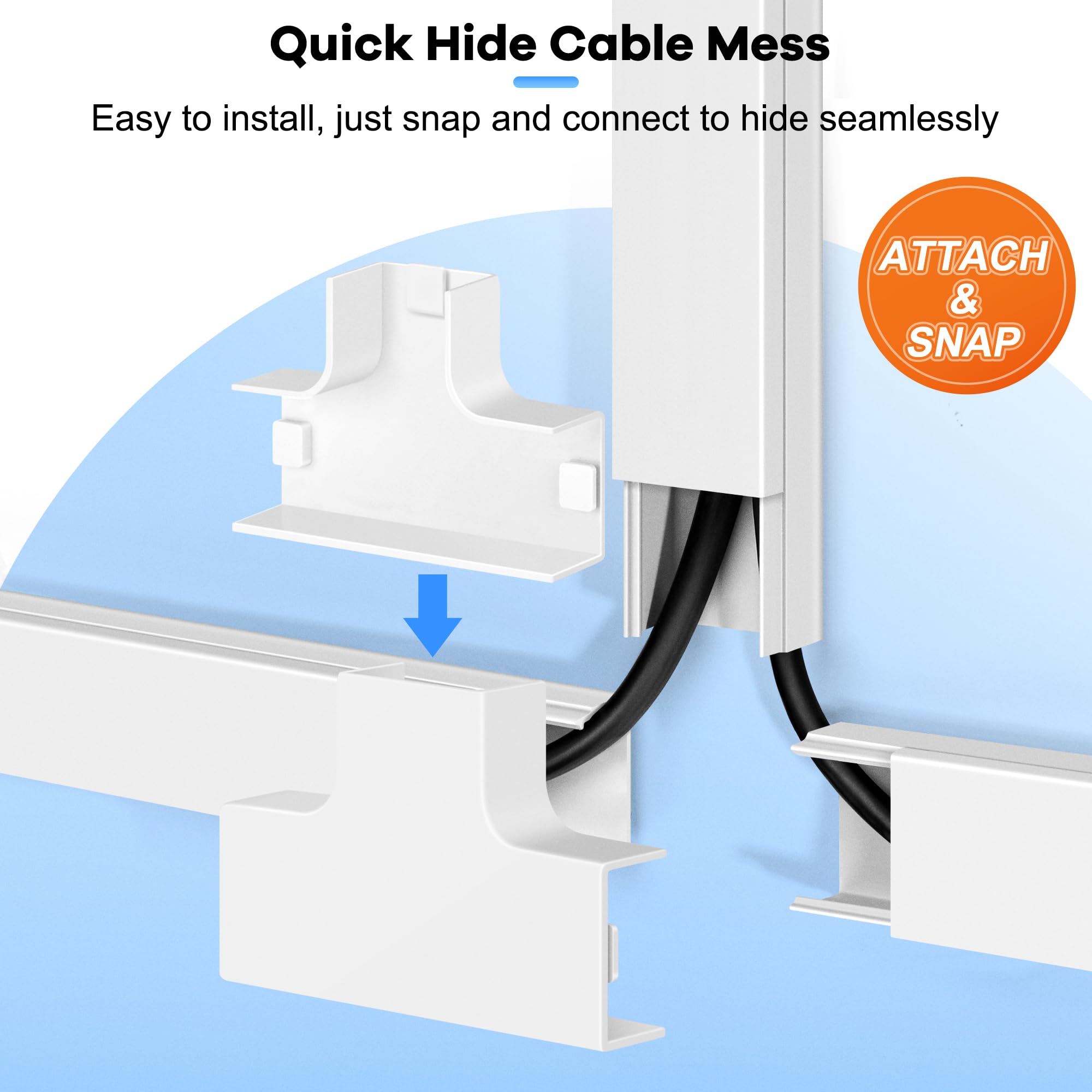 126In Cord Hider Kit, Zhiyo Wire Hiders For Tv On Wall, Paintable Cable Management Kit, Wire Cover For Wall Mount Tv, White Cabl