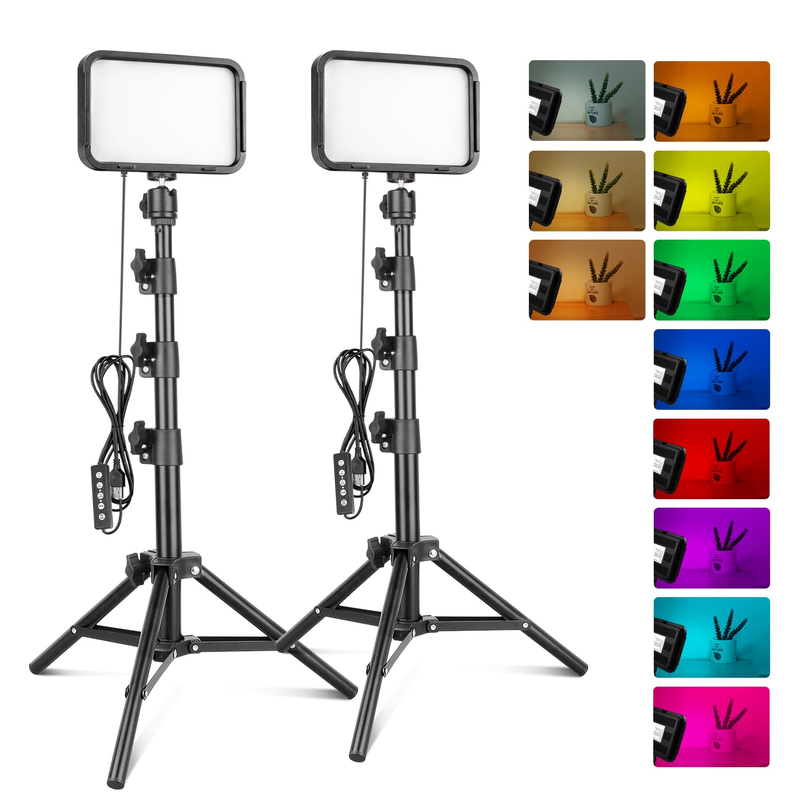 Torjim Rgb Photography Video Lighting,Studio Lights With Adjustable Tripod Stand   16 Color Lighting For Video Recording/Youtube