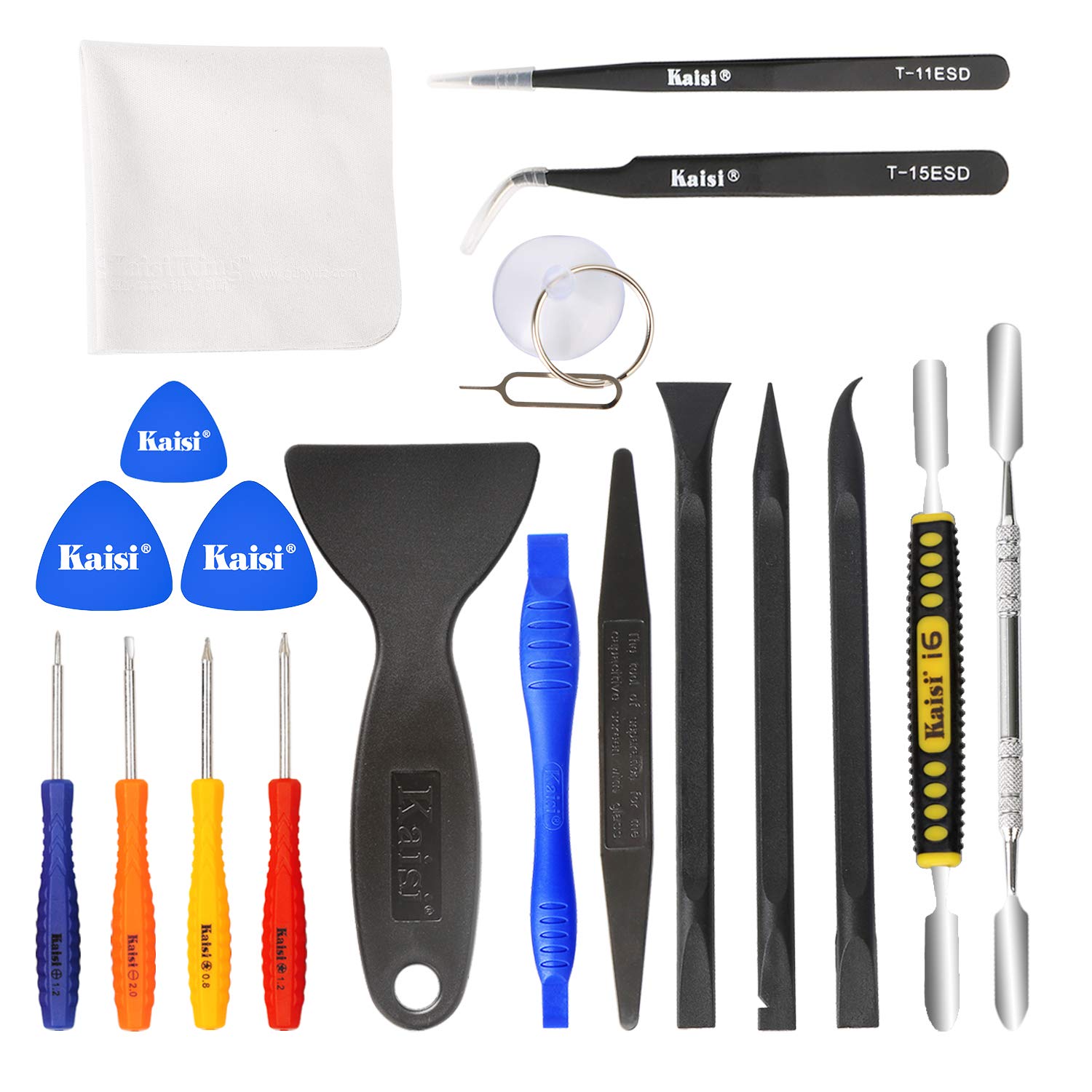 Kaisi Professional Electronics Opening Pry Tool Repair Kit With Metal Spudger Non Abrasive Nylon Spudgers And Anti Static Tweeze
