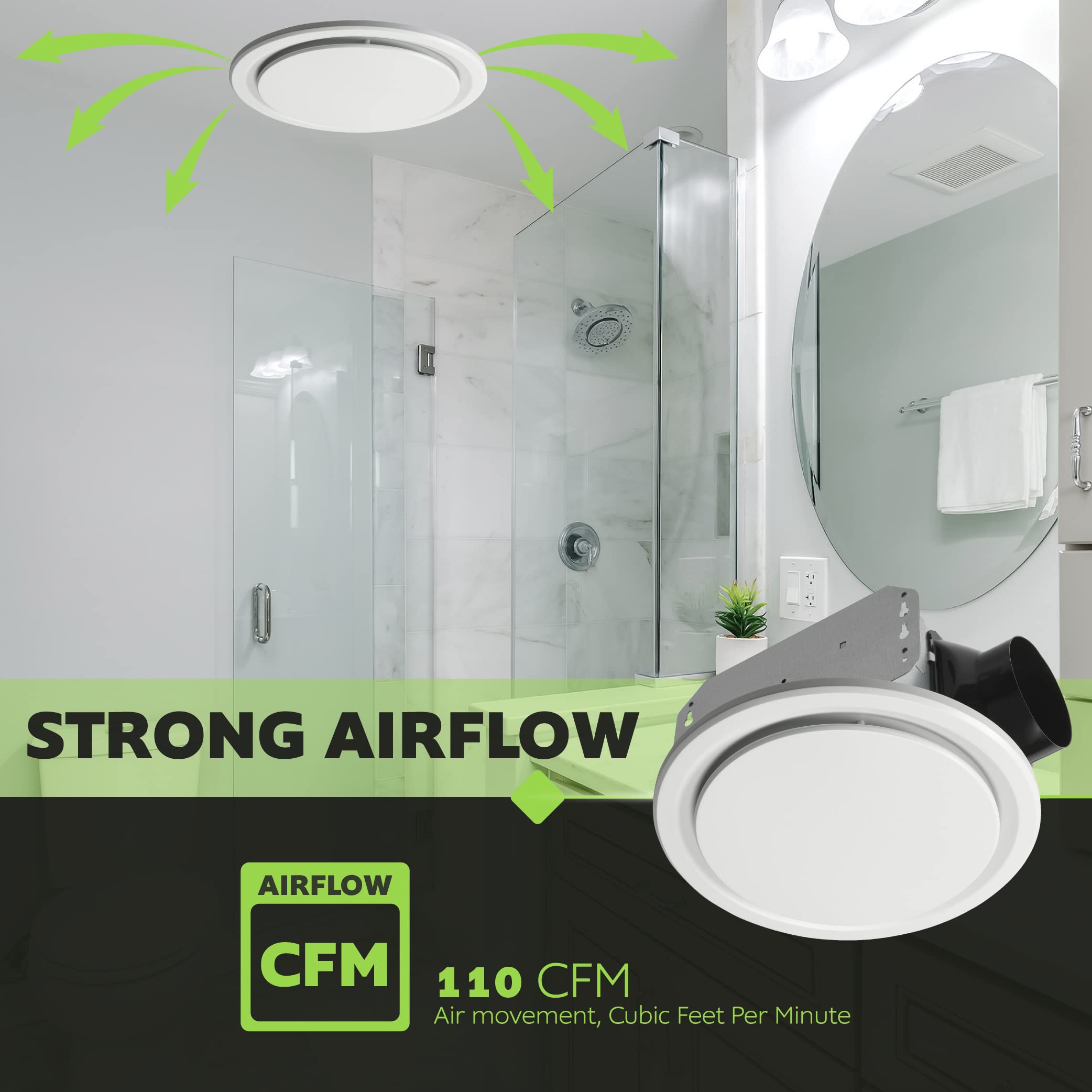 Homewerks 7140 110 G3 Bathroom Fan Ceiling Mount Exhaust Ventilation, Silent 2.0 Sones, 110 Cfm, White