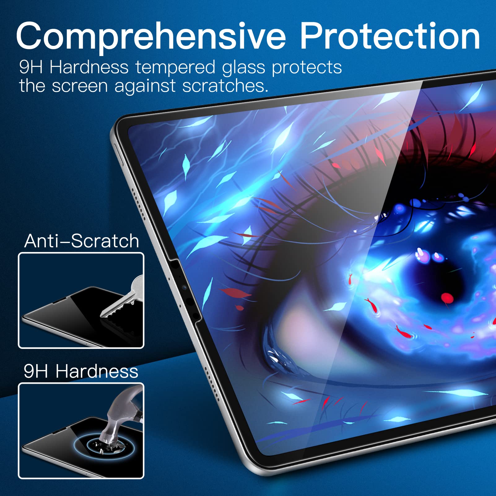 Jetech One Touch Install Screen Protector For Ipad Pro 11-Inch (2022/2021/2020/2018 Model) And Ipad Air 5/4 10.9-Inch, Tempered