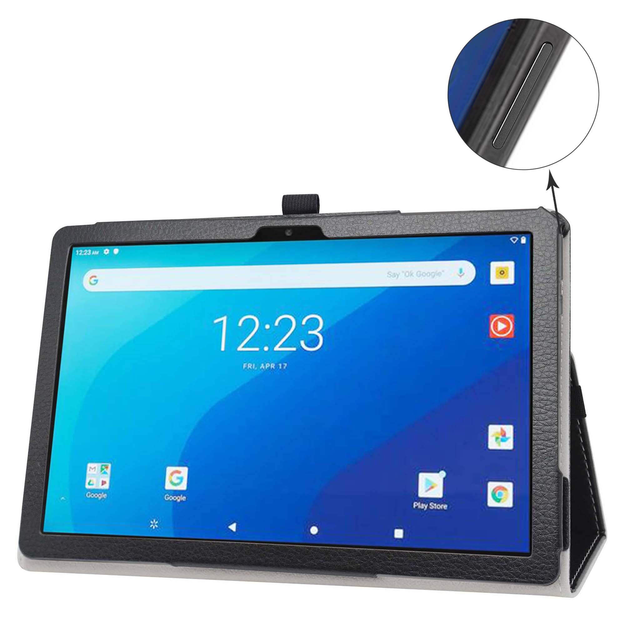 Bige 10.1 Inch Tablet Case (2022) For Onn, Pu Leather Folio Stand Cover, Black