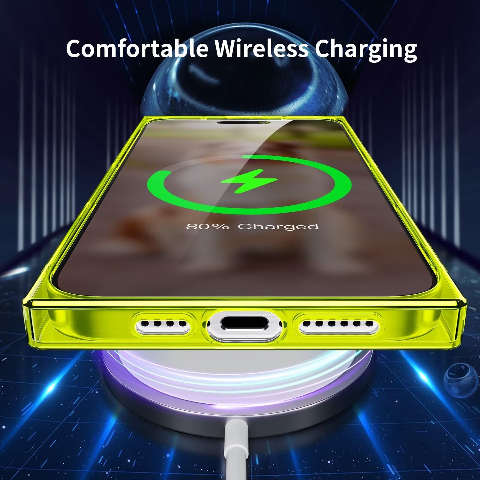 Tzomsze For Iphone 14 Pro Max Case Square,Clear Cute Cases With Full Camera Protection & Reinforced Corners Tpu Cushion,Slim Sil