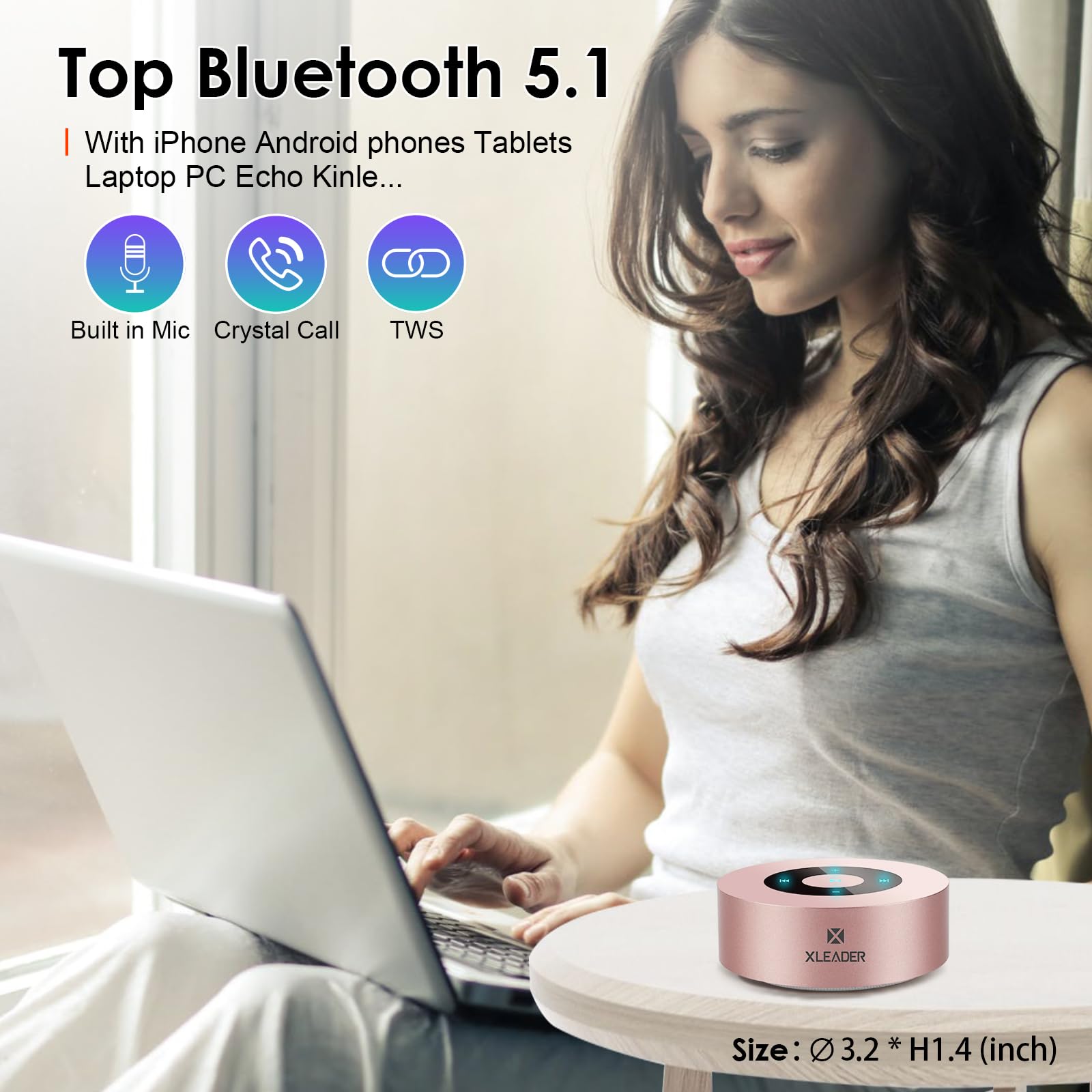 Xleader,Upgraded,[Smart Touch] Bluetooth Speaker, Shower Speaker, Small Mini Bluetooth Speaker With Portable Waterproof Case Mic