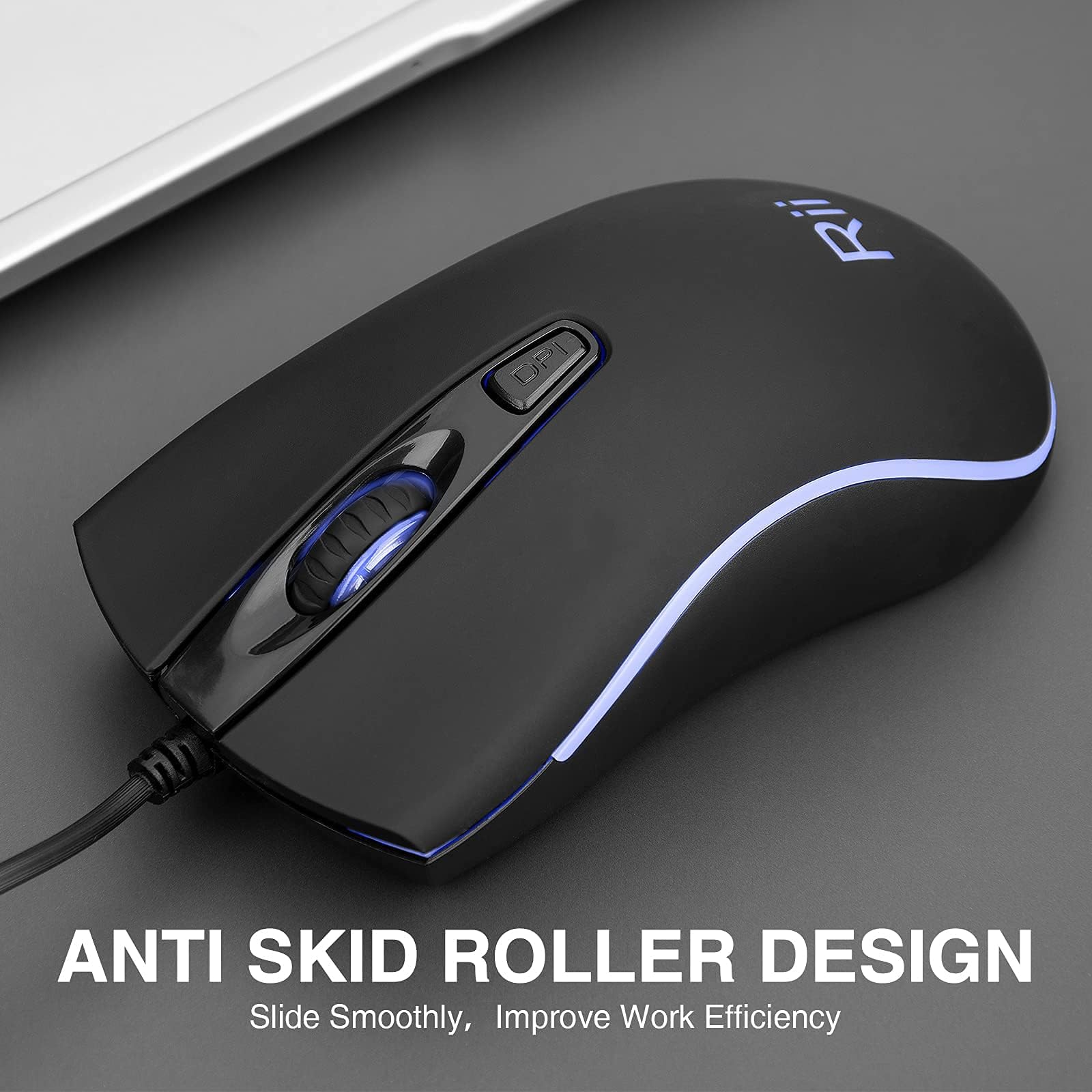 Rii Wired Mouse, Rm105 Usb Computer Mouse,Rgb Optical 1600 Dpi Office Mice For Pc,Computer,Laptop,Desktop,Windows (10 Pack)