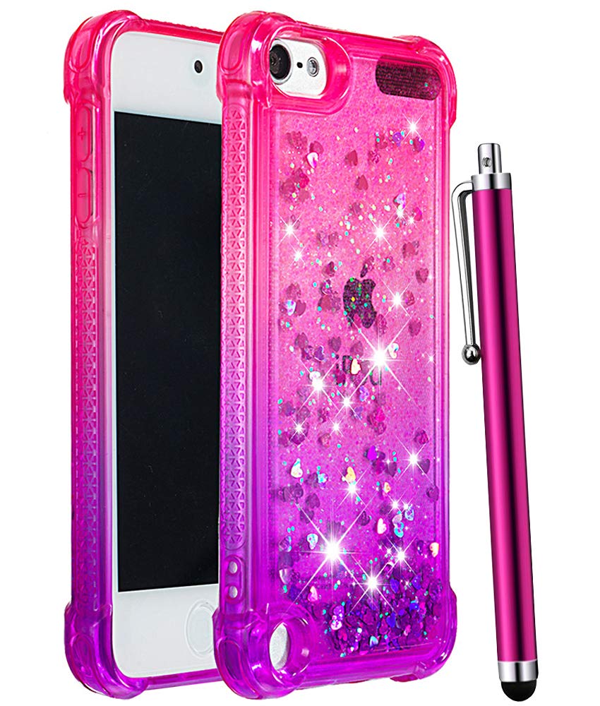 Caiyunl Ipod Touch 7 /Ipod Touch 6 /Ipod Touch 5 Case For Girls Women Kids,Glitter Bling Sparkle Shiny Liquid Floating Clear Tpu