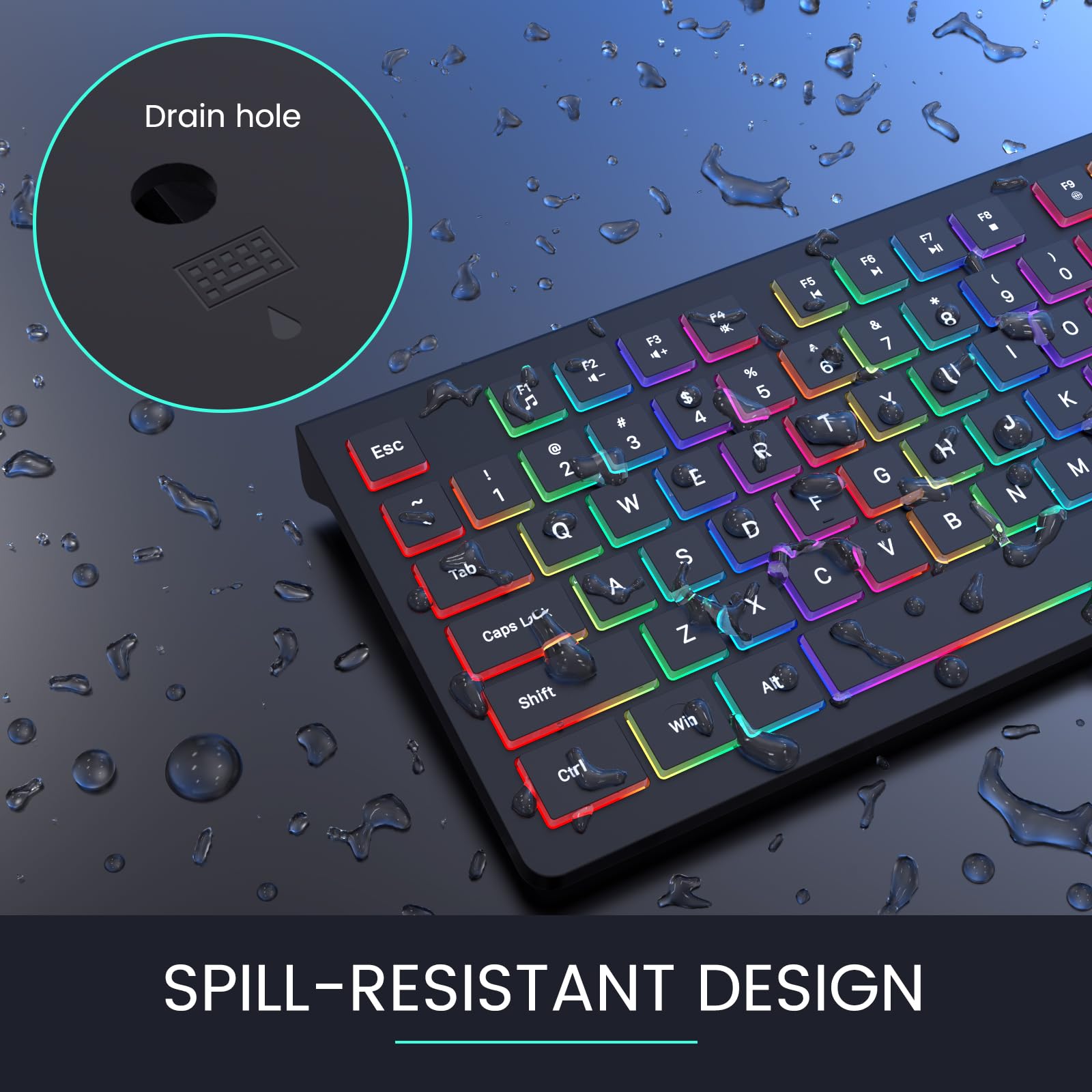 Computer Keyboard Wired, Plug Play Usb Keyboard, Low Profile Chiclet Keys, Large Number Pad, Caps Indicators, Foldable Stands, S