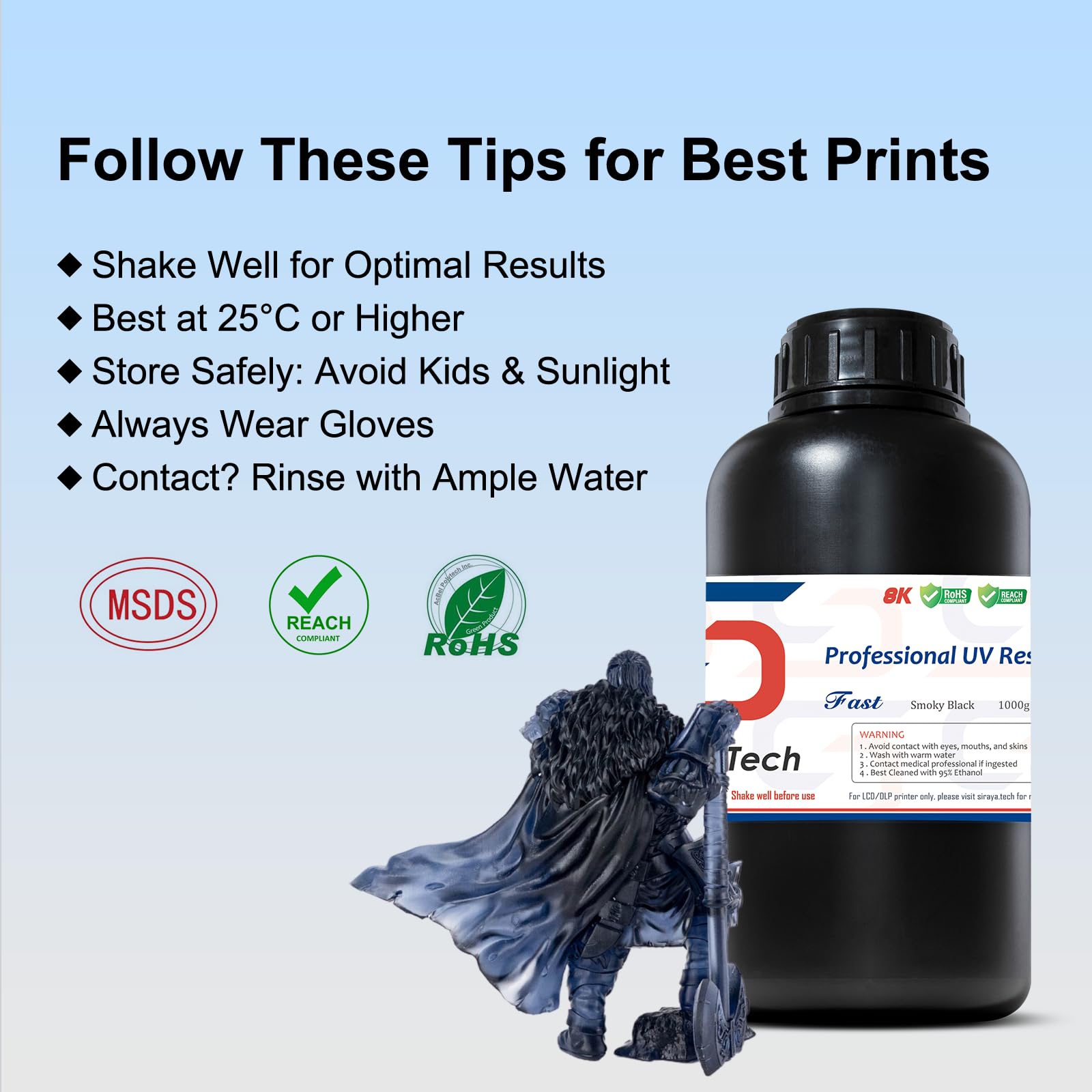 Siraya Tech Fast Abs Like 3D Printer Resin 405Nm Uv Curing Non Brittle High Precision 3D Printing Liquid Standard Photopolymer R