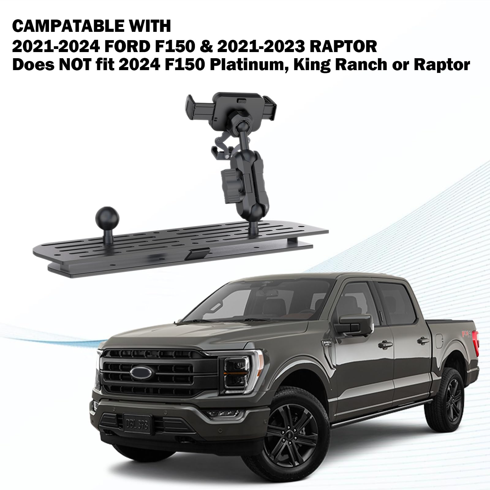 Swiftgaze Universal Metal Phone Mount For 2021-2024 Ford F-150 And 2021-2023 Ford Raptor Stable Dash Mount Holder For Iphone And