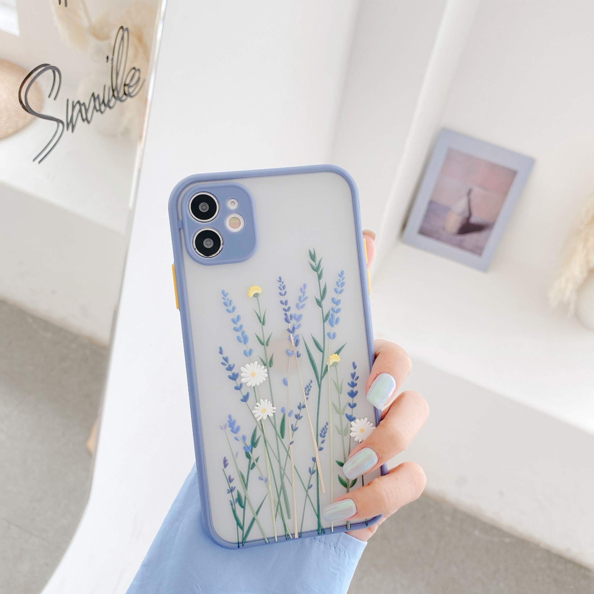 Ownest Compatible With Iphone 13 Pro Max Case For Clear Flowers Frosted Pc Back 3D Floral Girls Woman And Soft Tpu Bumper Protec